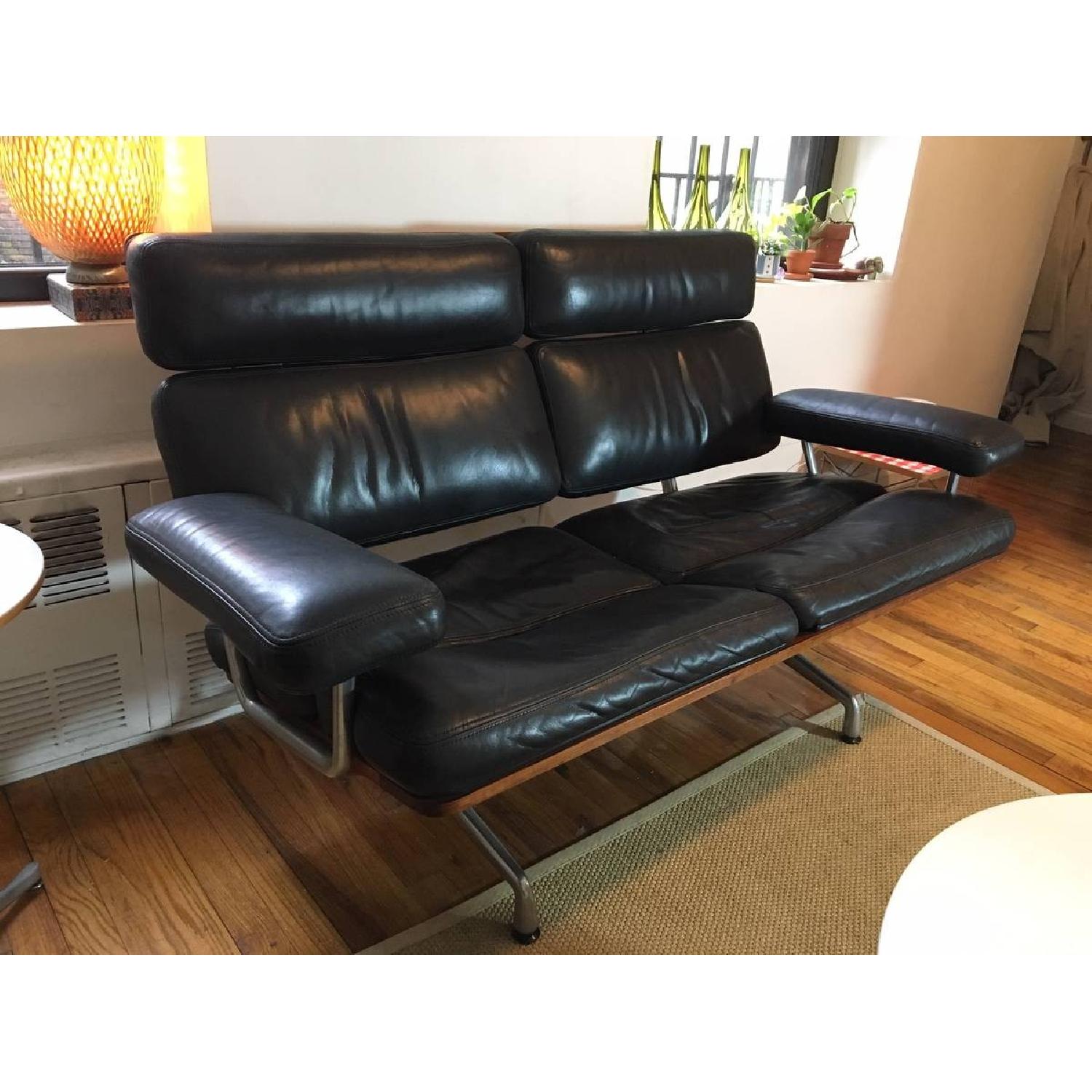 Herman Miller Eames Black Leather 2 Seater Sofa - image-3