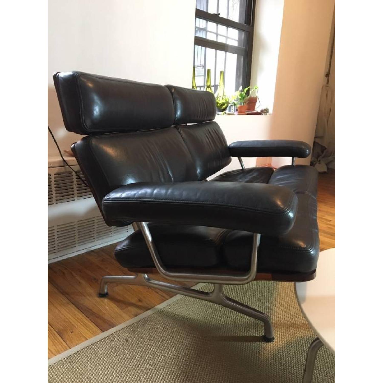 Herman Miller Eames Black Leather 2 Seater Sofa - image-6