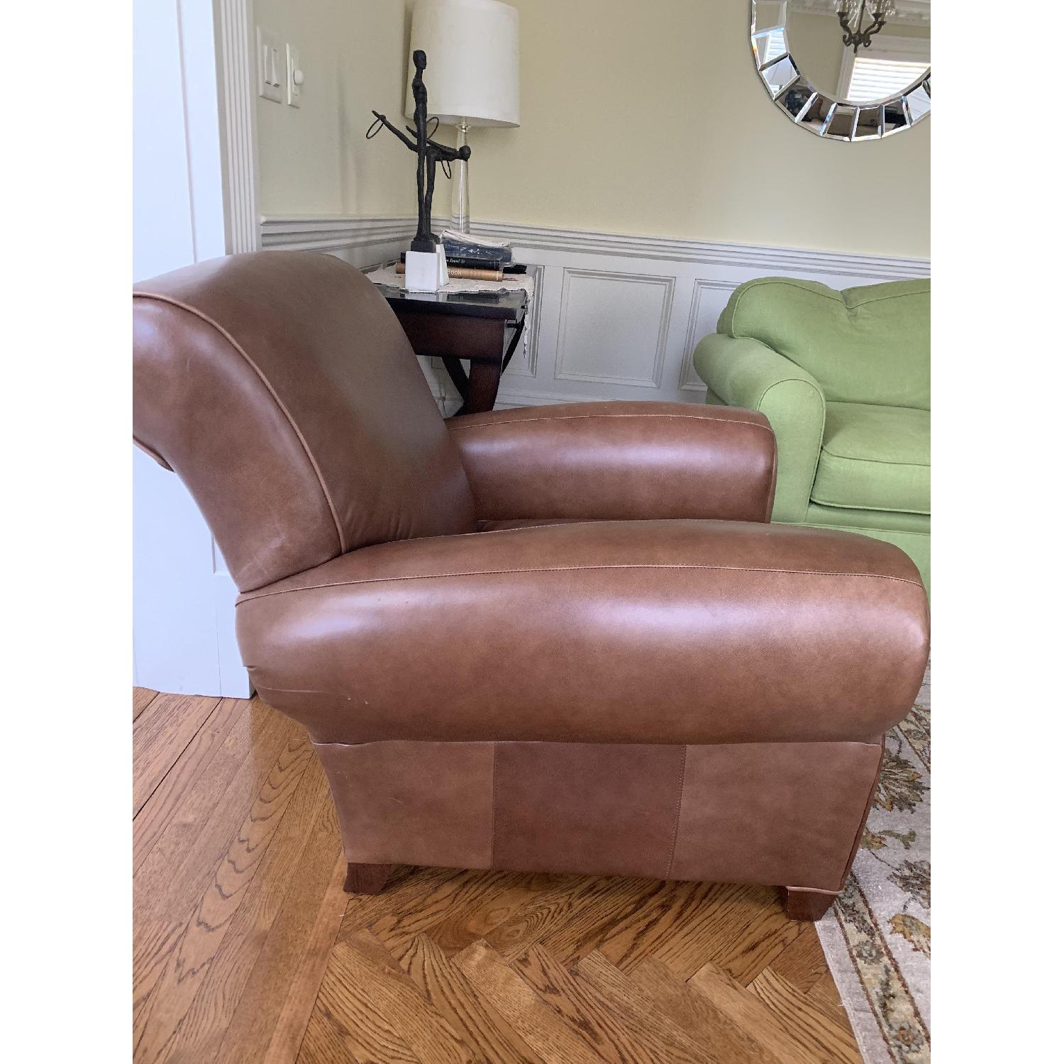 Pottery Barn Manhattan Leather Chair & Ottoman - image-2