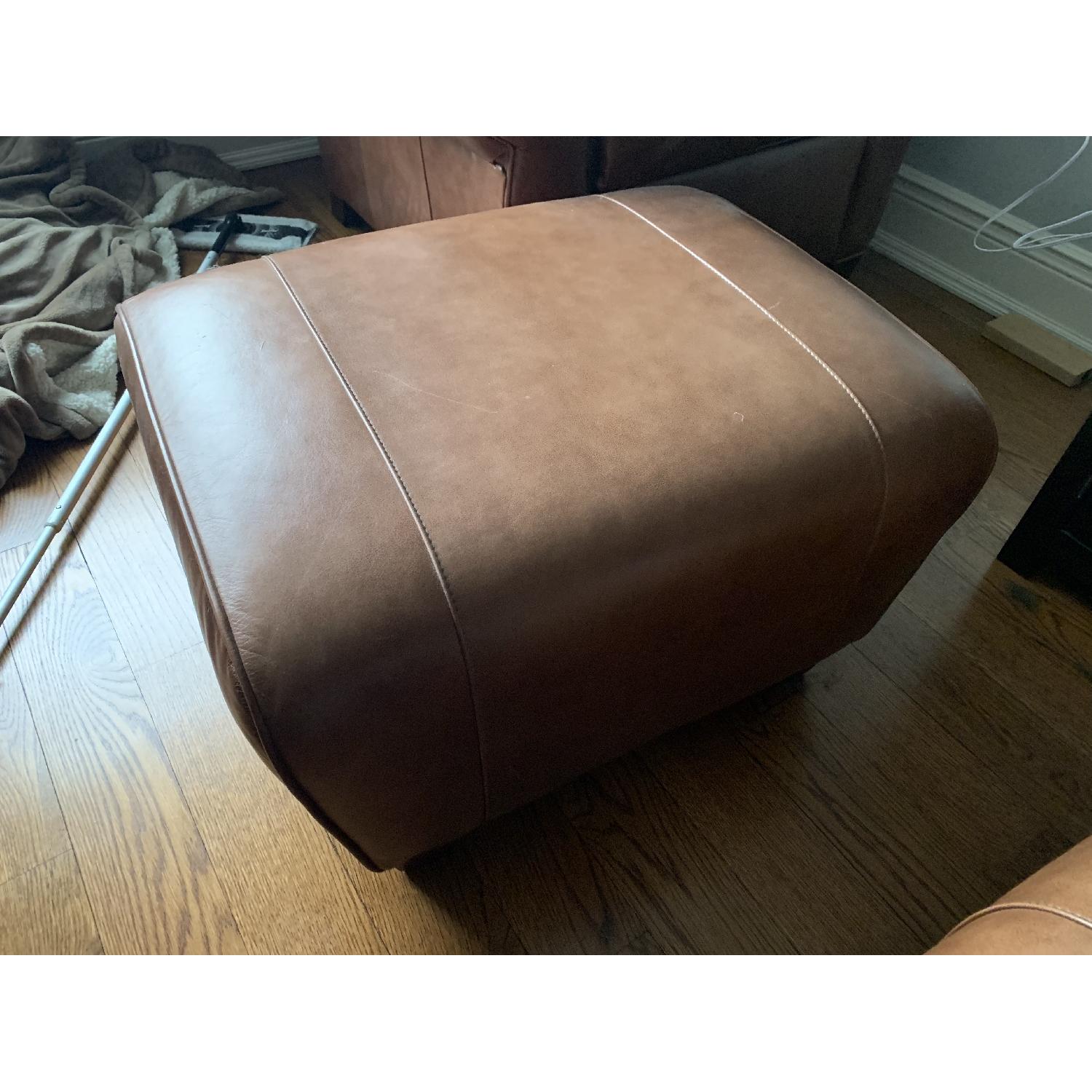 Pottery Barn Manhattan Leather Chair & Ottoman - image-5