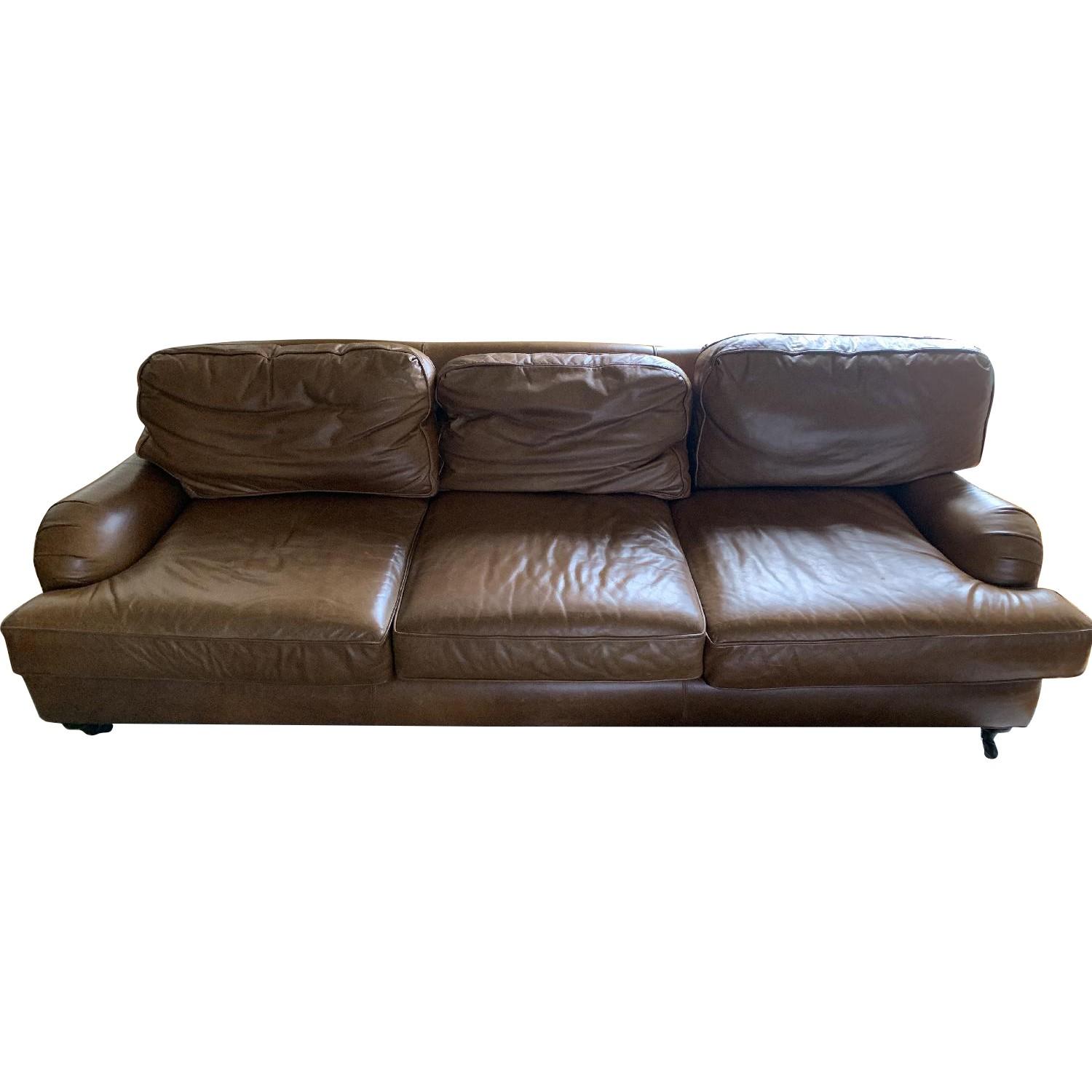 Restoration Hardware English Leather Roll Arm Sofa AptDeco
