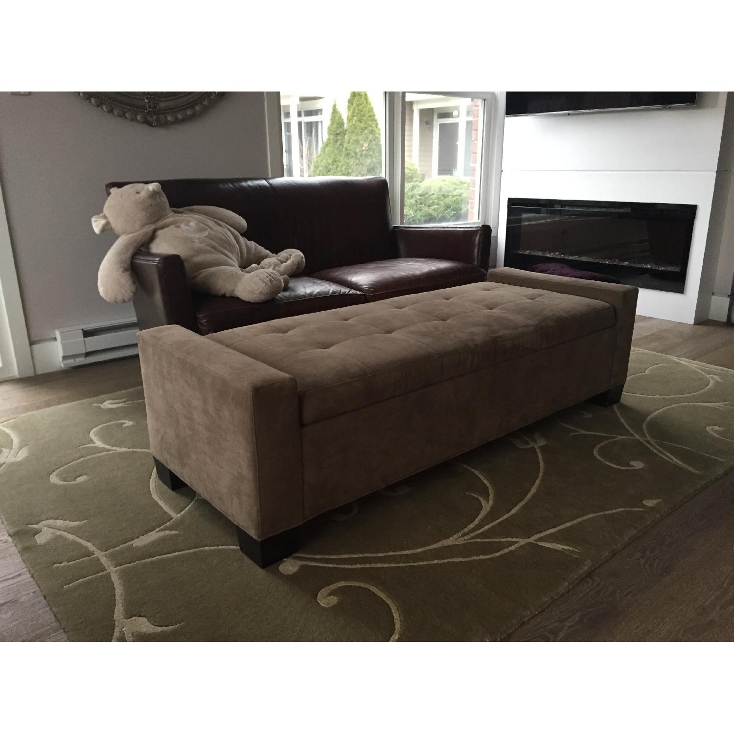 Crate & Barrel Brown Tufted Daybed/Storage Bench - image-2