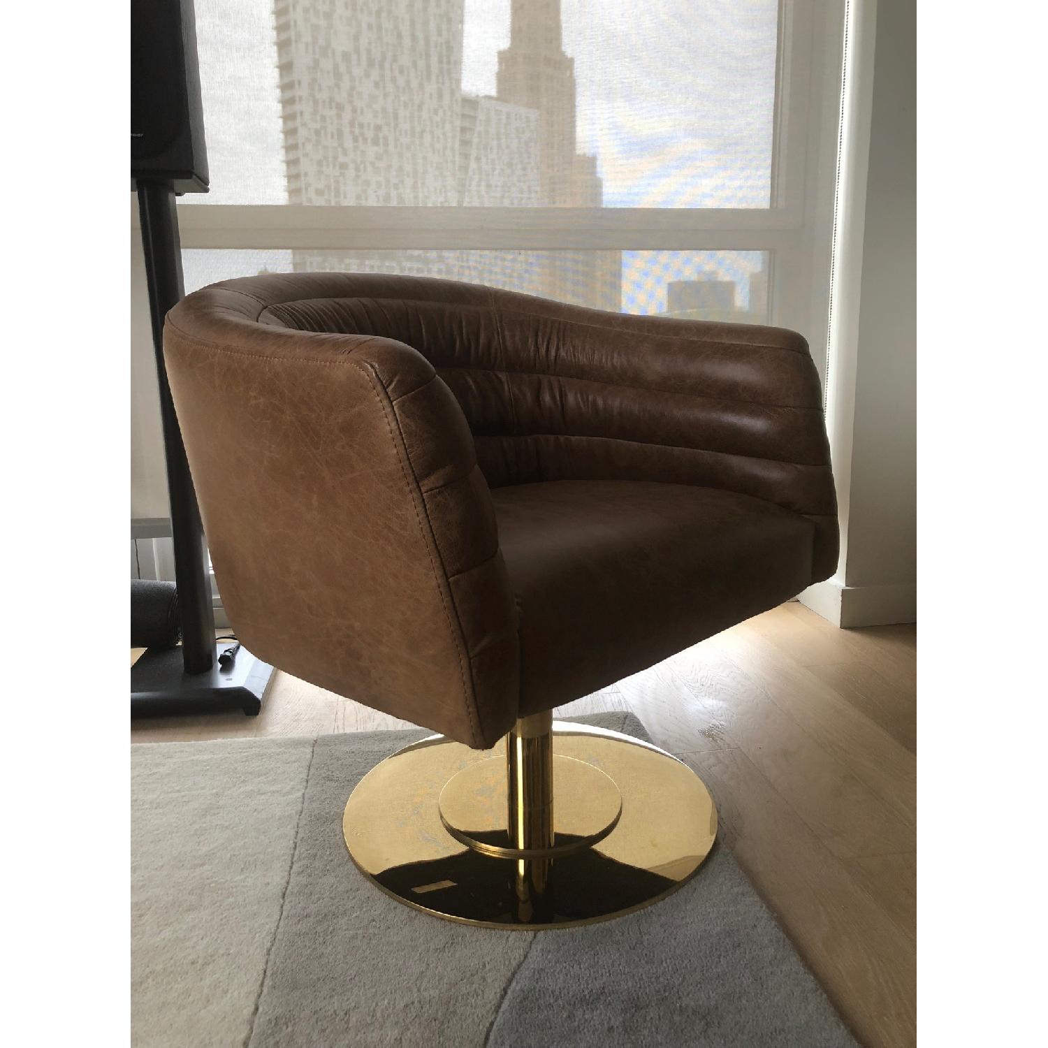 CB2 Cupa Leather Swivel Chair - image-1