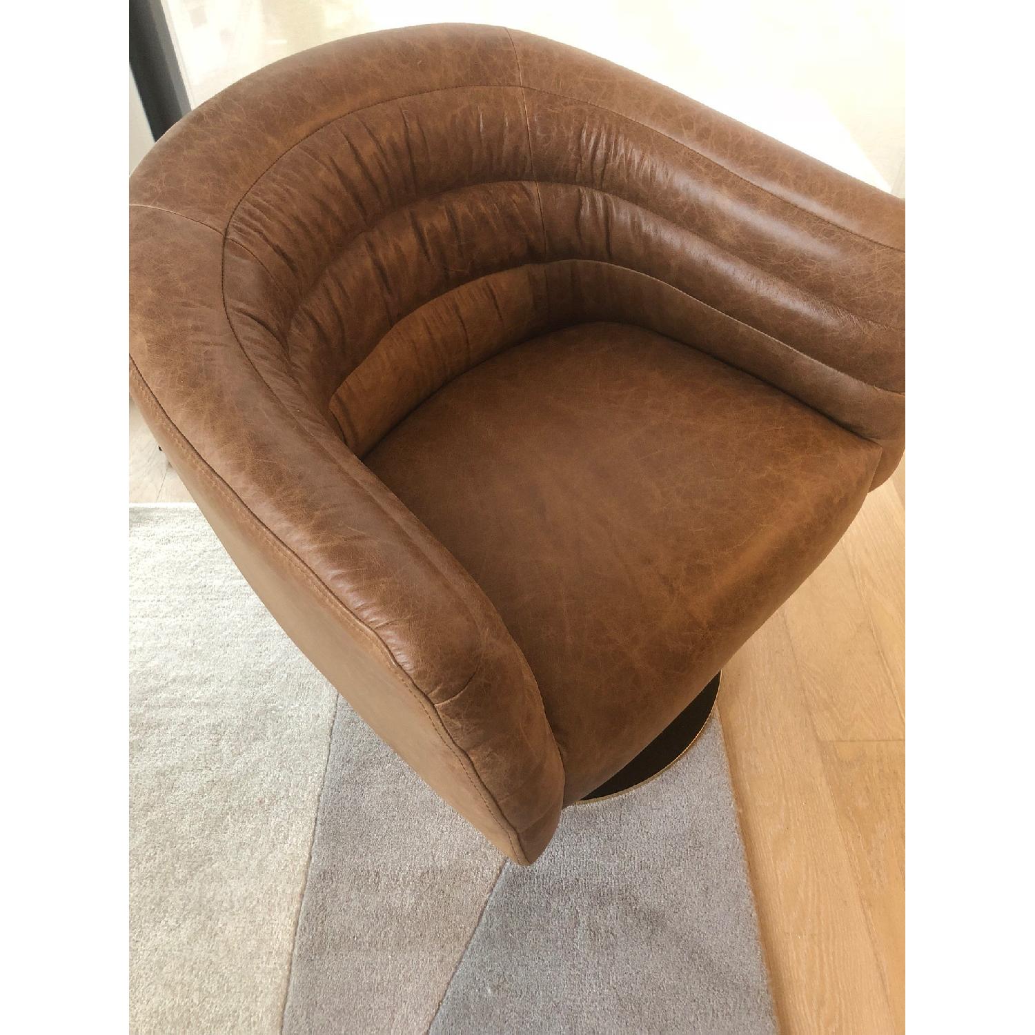 CB2 Cupa Leather Swivel Chair - image-3