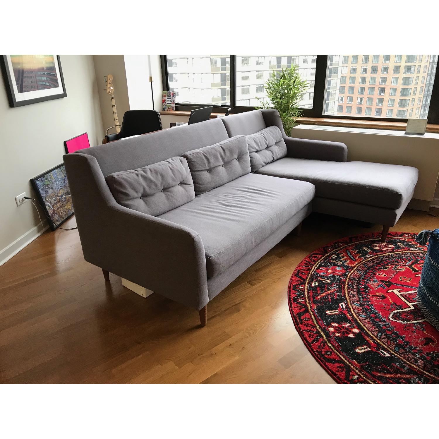 West Elm Crosby Mid-Century 2-Piece Chaise Sectional Sofa - image-2