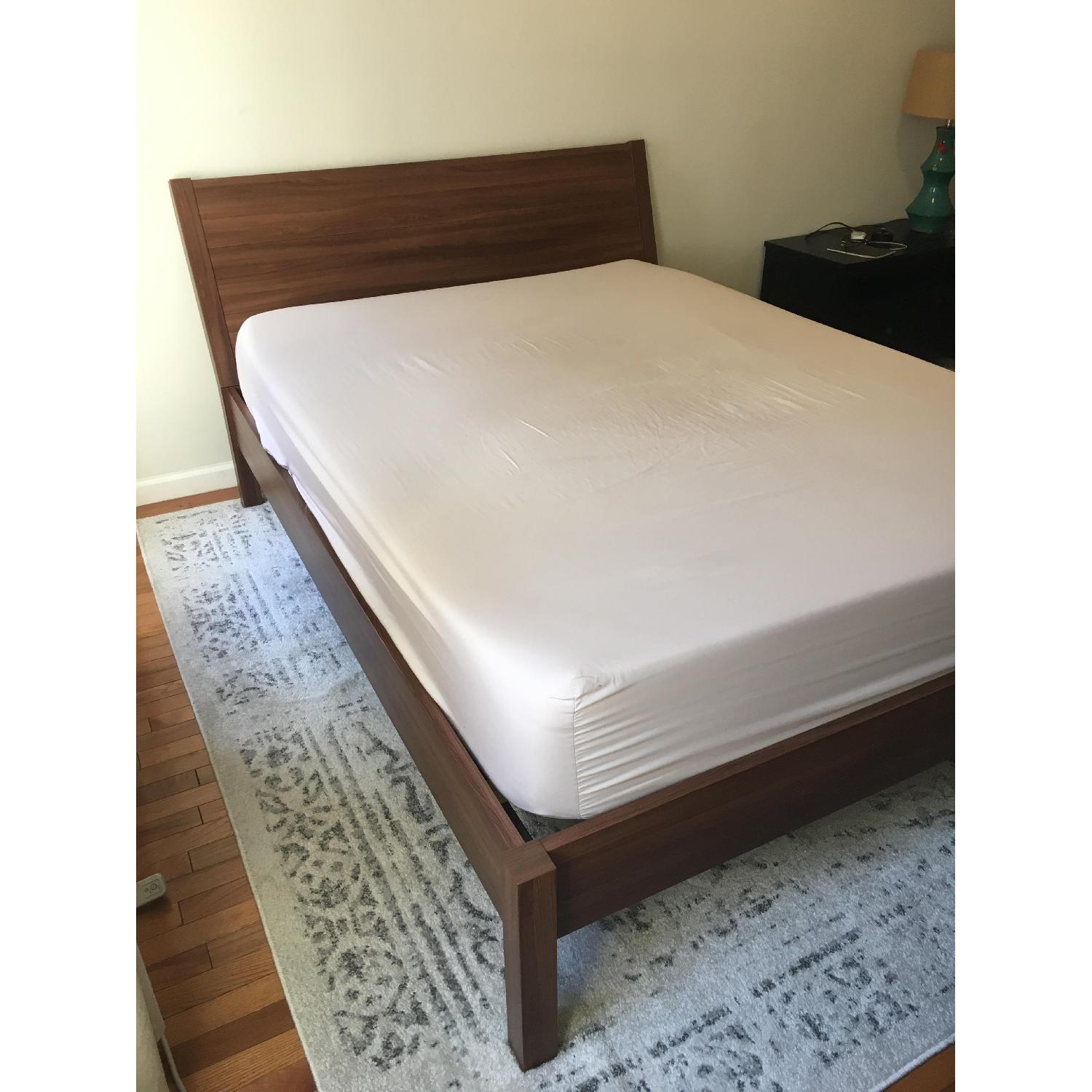 Ikea Queen Size Slatted Bed Frame w/ Slant Headboard - AptDeco