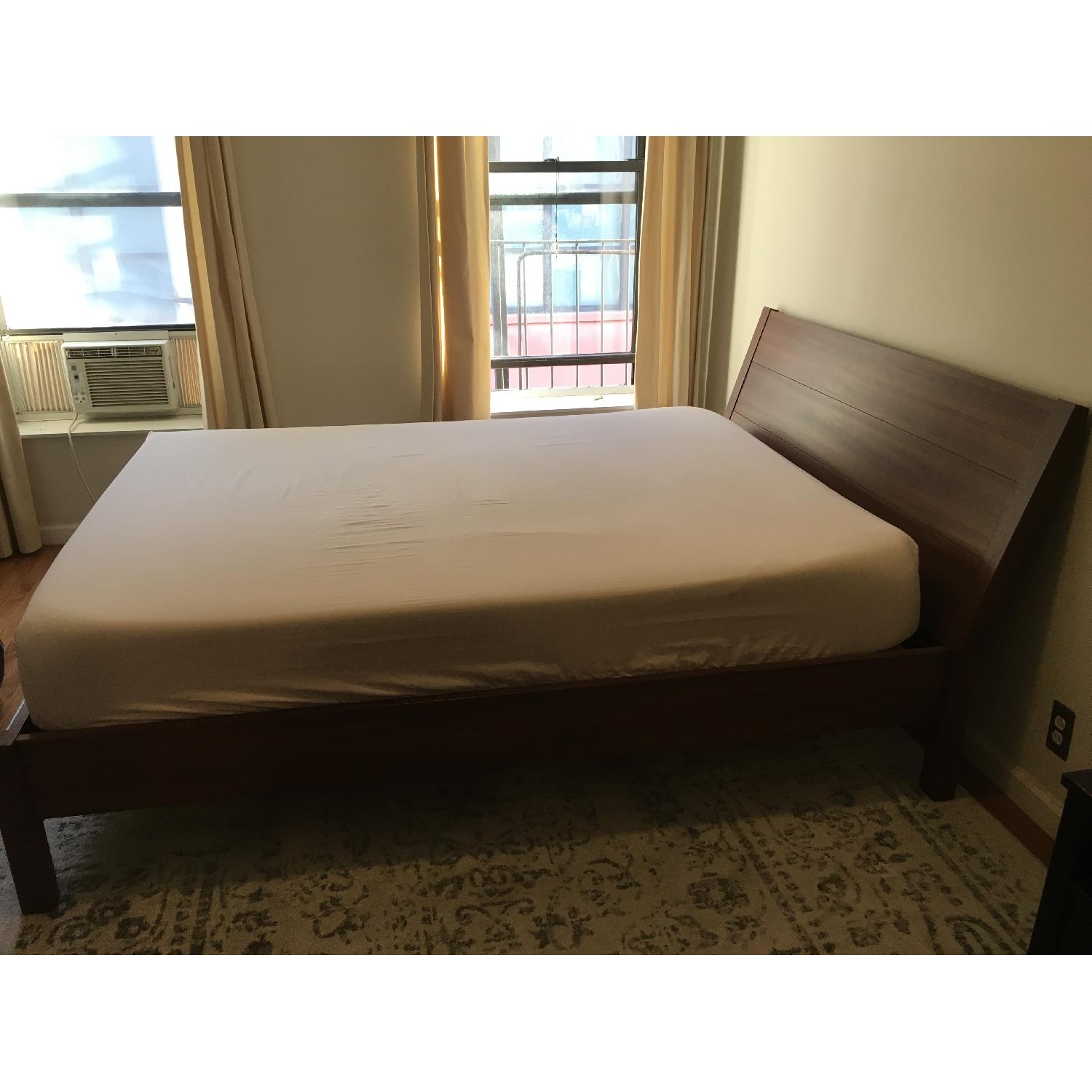 Ikea Queen Size Slatted Bed Frame w/ Slant Headboard - AptDeco