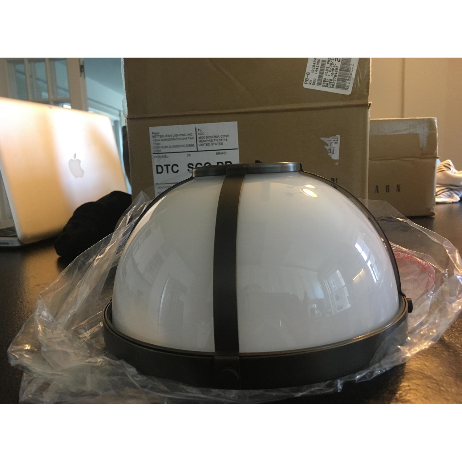 Pottery Barn Milk Glass Pendant - image-1