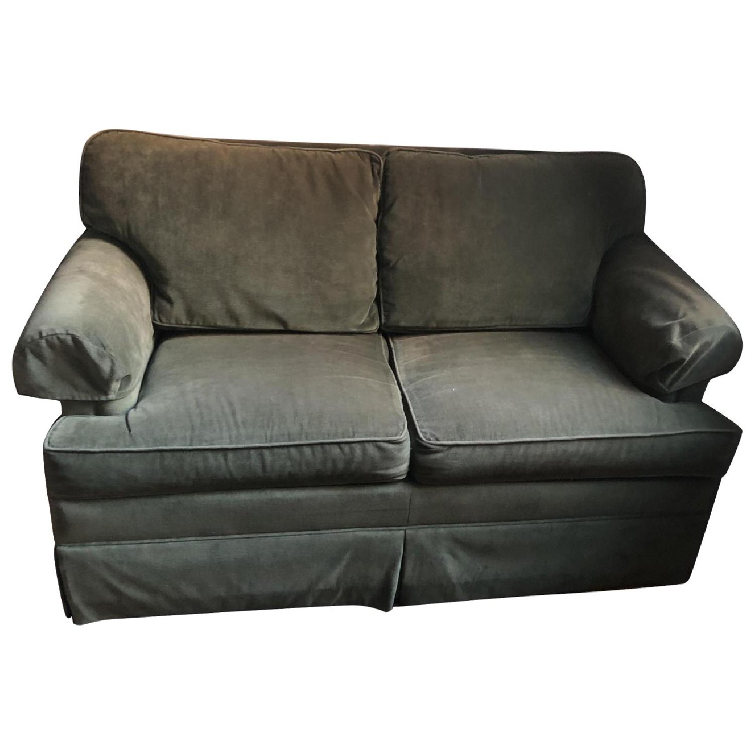 Ethan Allen Green Velvet Loveseat AptDeco