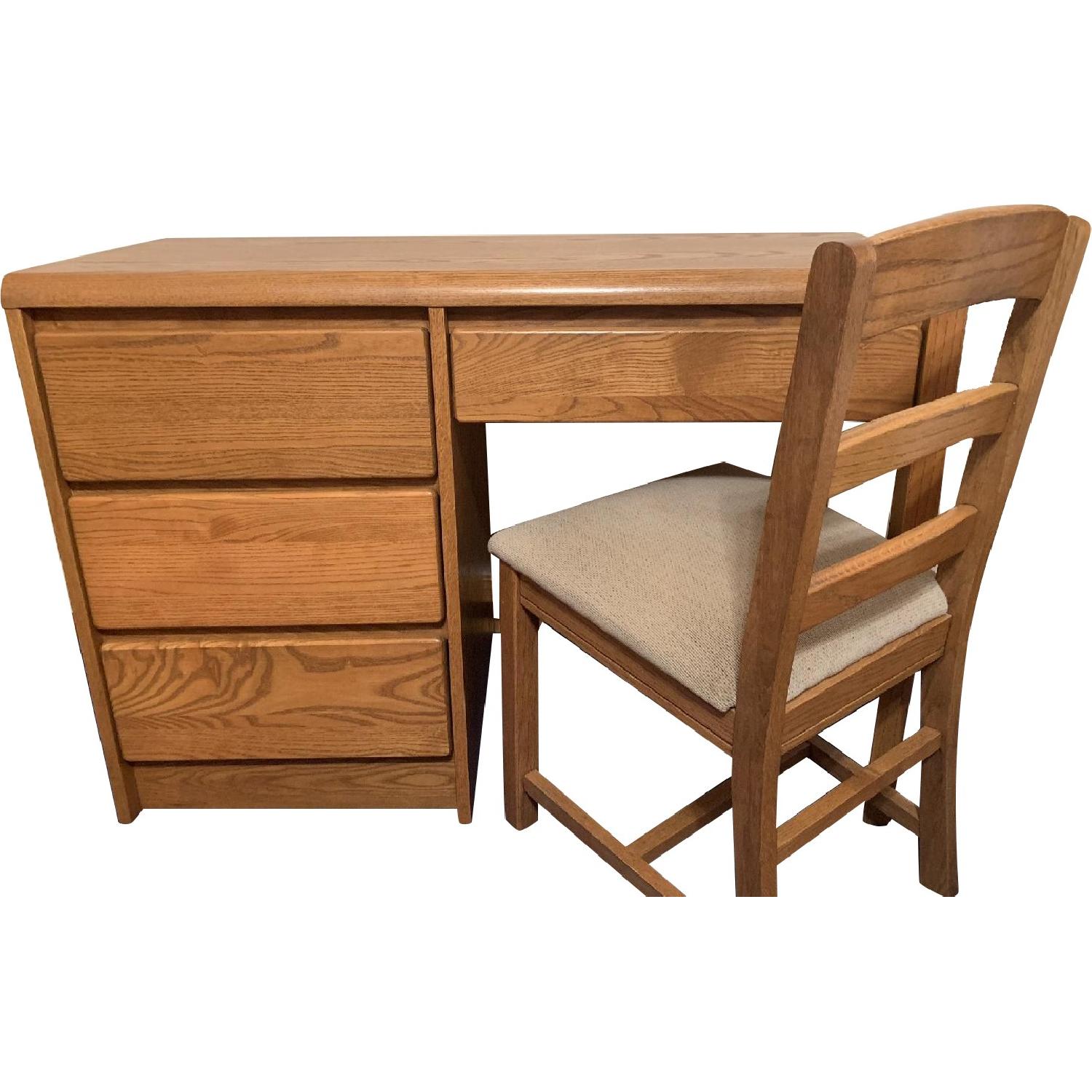 Oak Desk & Chair - image-0