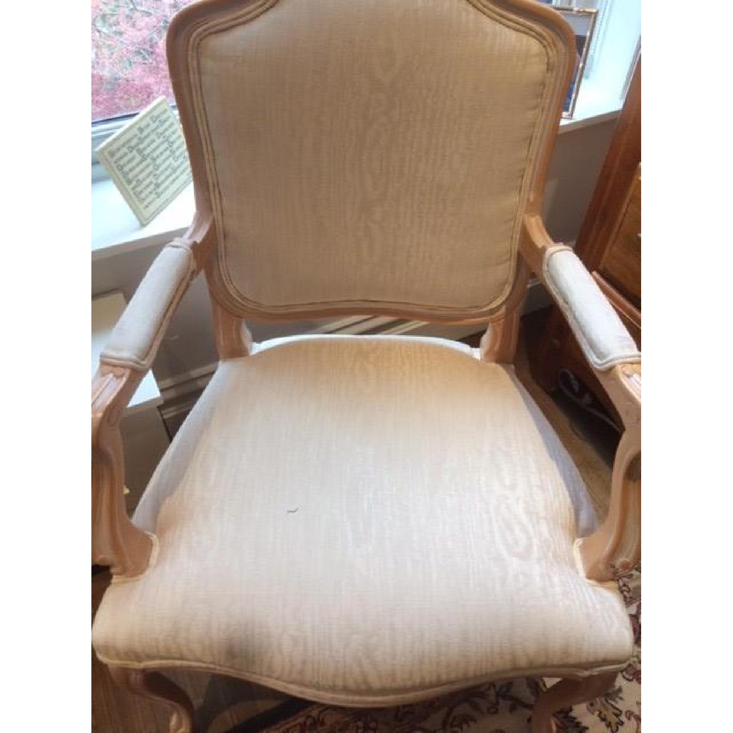 Macy's Cream Silk/Light Wood Frame Queen Anne Side Chair - image-3