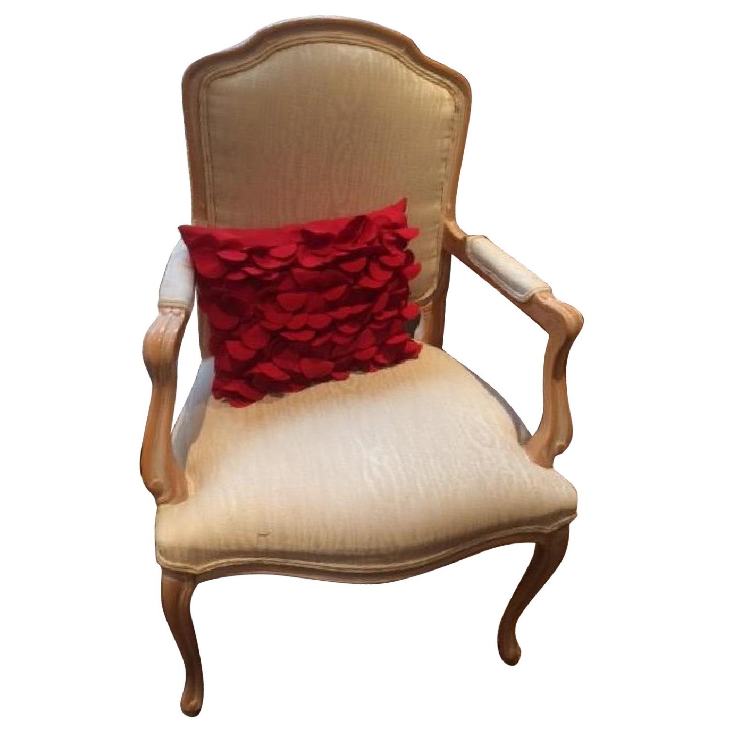 Macy's Cream Silk/Light Wood Frame Queen Anne Side Chair - image-4