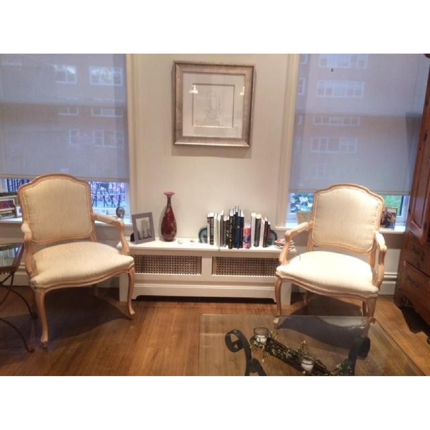 Macy's Cream Silk/Light Wood Frame Queen Anne Side Chair - image-0