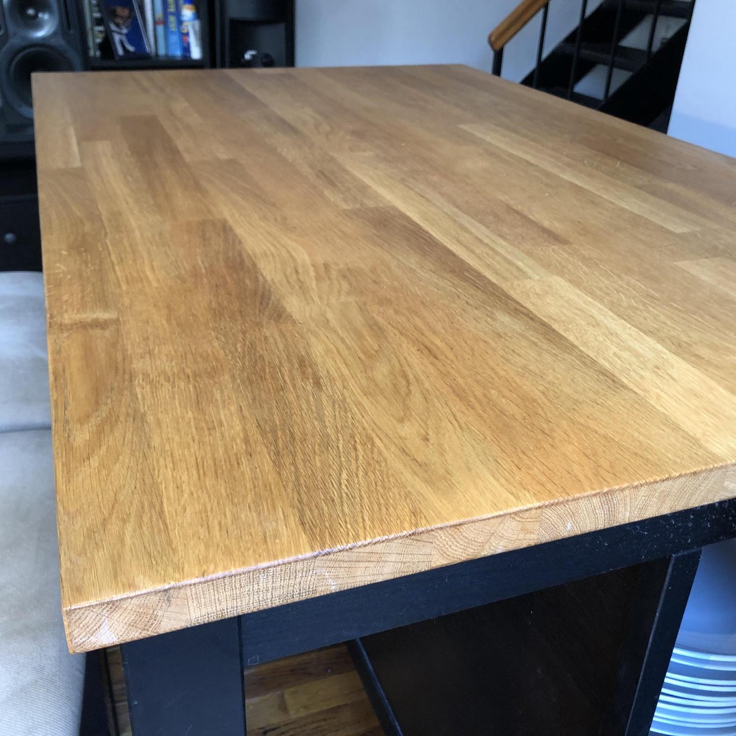 Ikea Black Oak Kitchen Island w/ 2 Stools - image-2