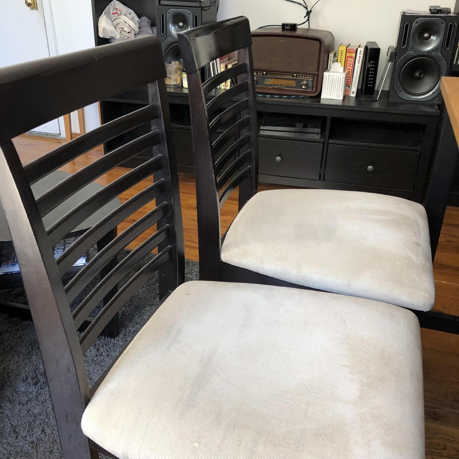 Ikea Black Oak Kitchen Island w/ 2 Stools - image-4