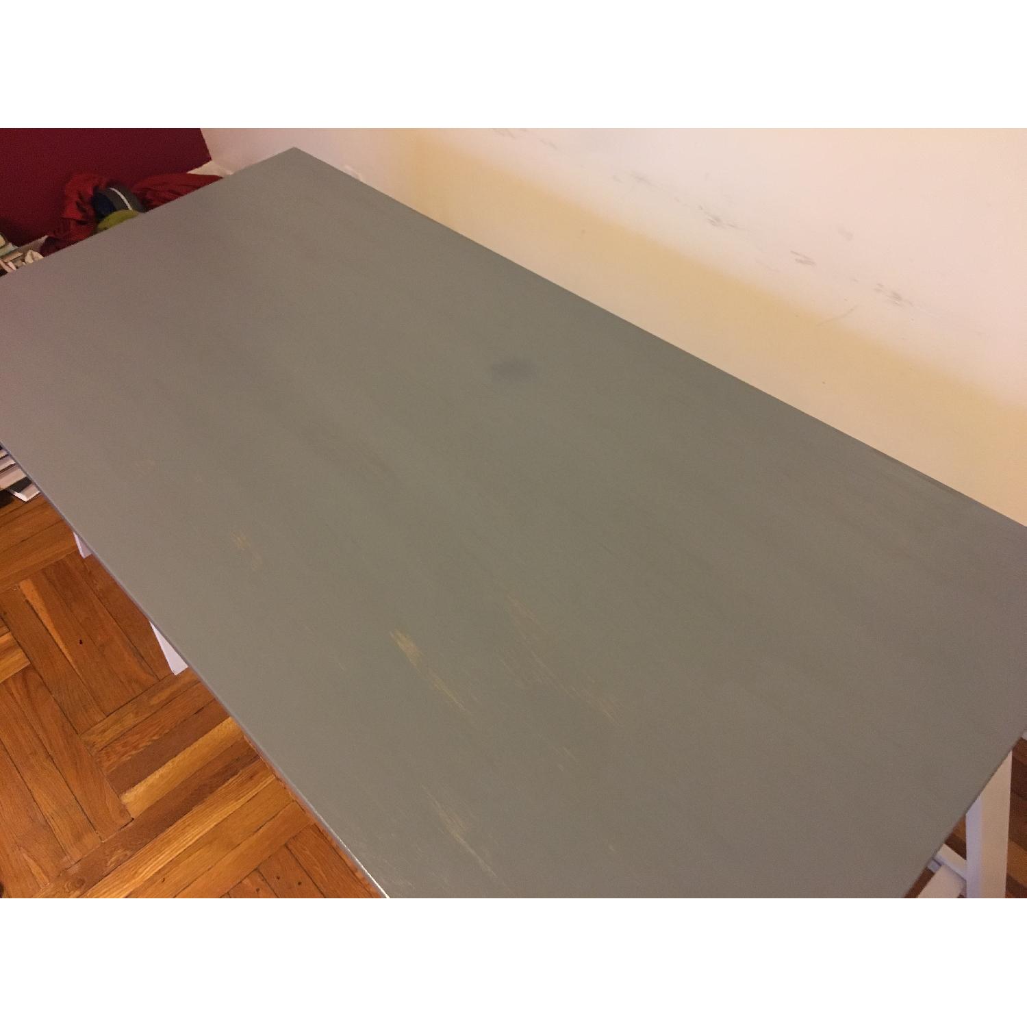 Ikea Grey Top Dining Table w/ Adjustable Trestle Legs - image-3