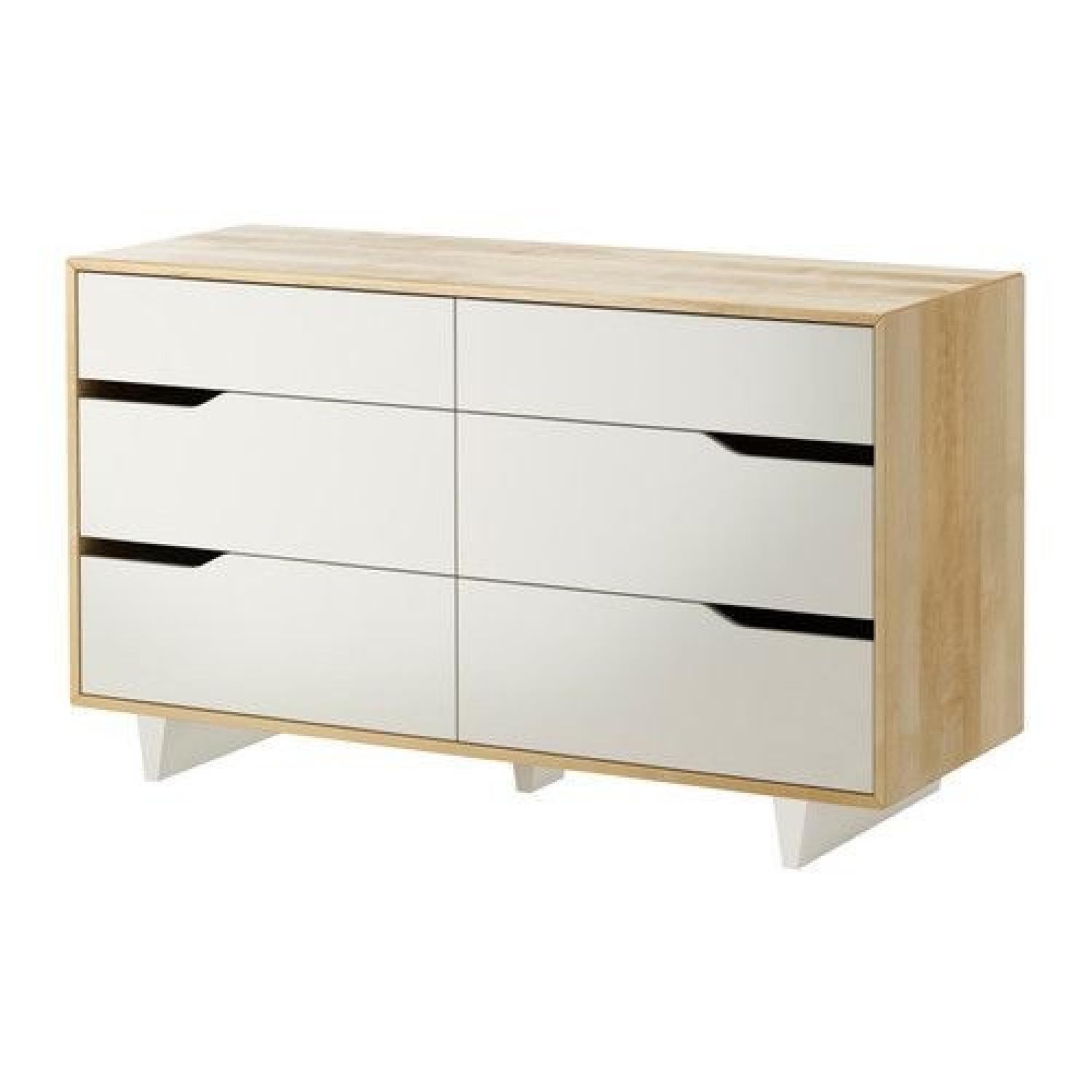 Ikea Mandal White Natural Six Drawer Dresser Aptdeco