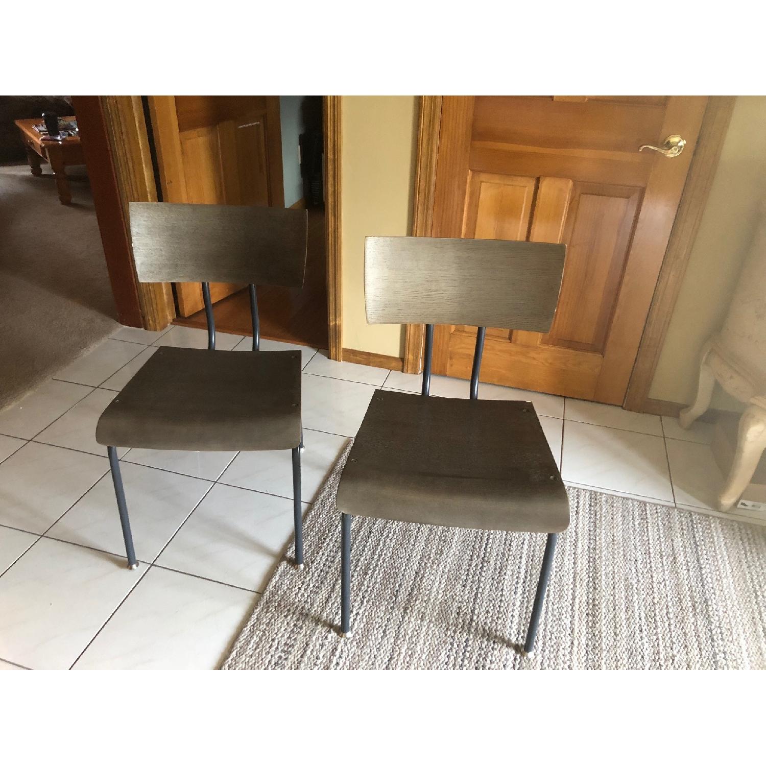 Crate & Barrel Mango Wood/Metal Dining Chairs - image-1