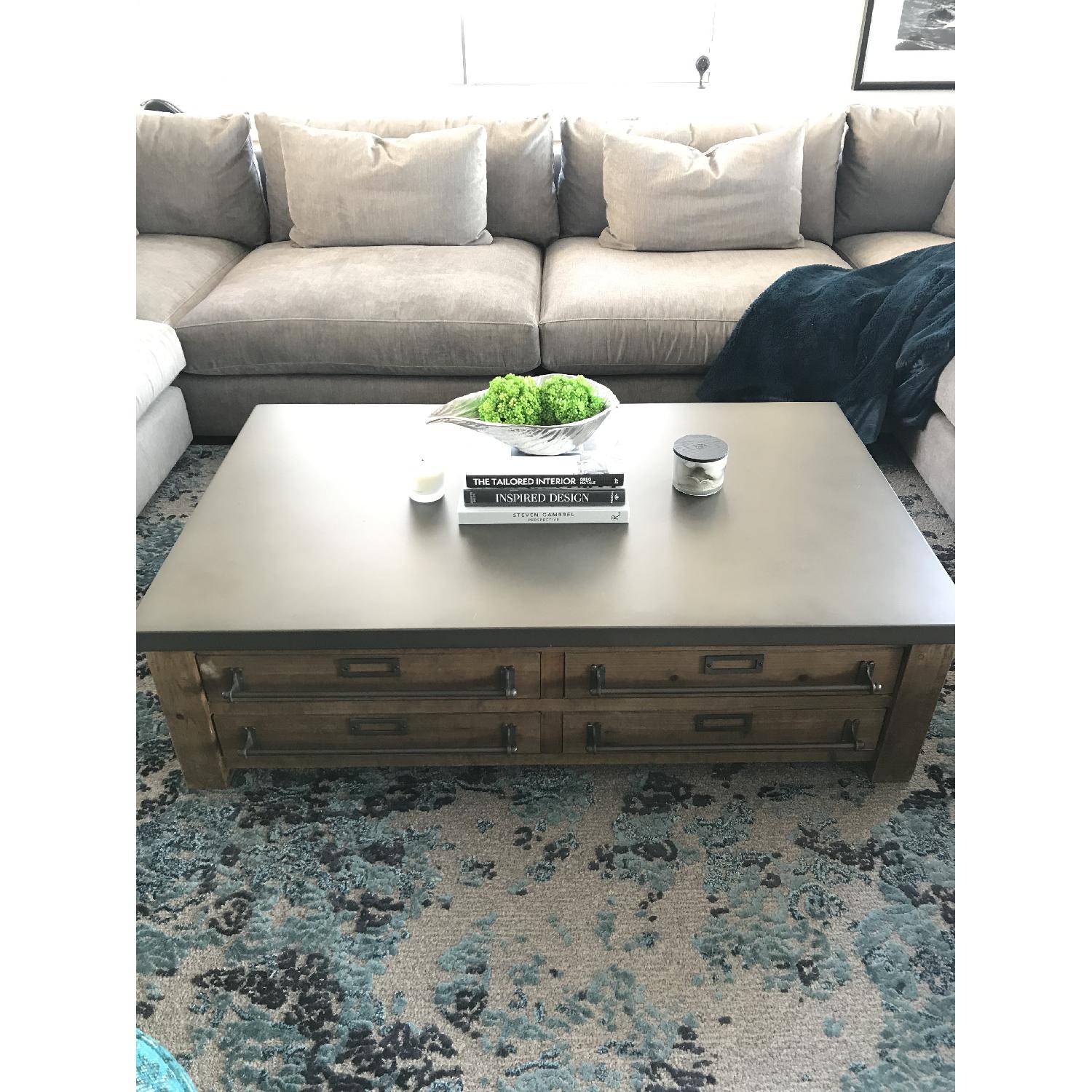 Restoration Hardware Reclaimed Wood & Zinc Coffee Table - image-1