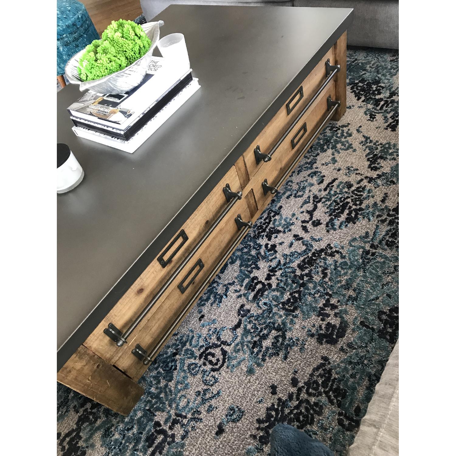 Restoration Hardware Reclaimed Wood & Zinc Coffee Table - image-3