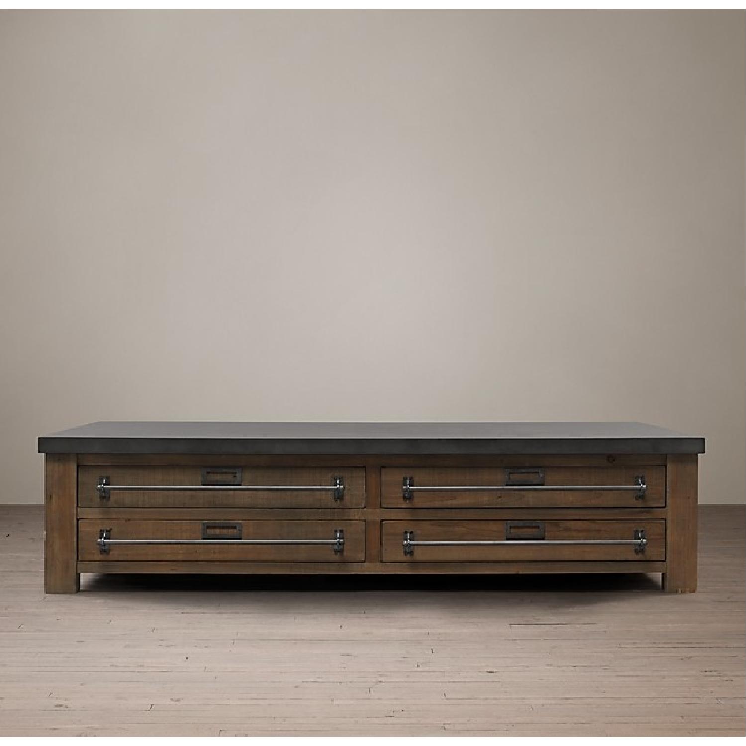 Restoration Hardware Reclaimed Wood & Zinc Coffee Table - image-5