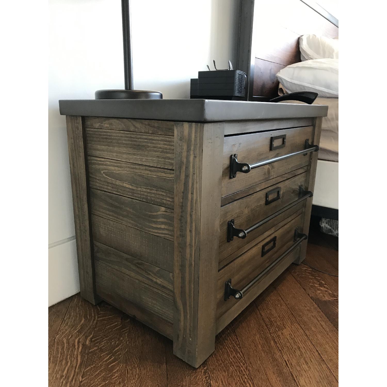 Restoration Hardware Reclaimed Wood & Zinc NIghtstand - image-2