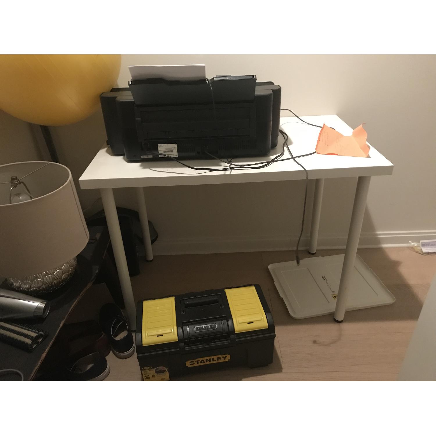 ikea White Table Top w/ White Metal Legs AptDeco