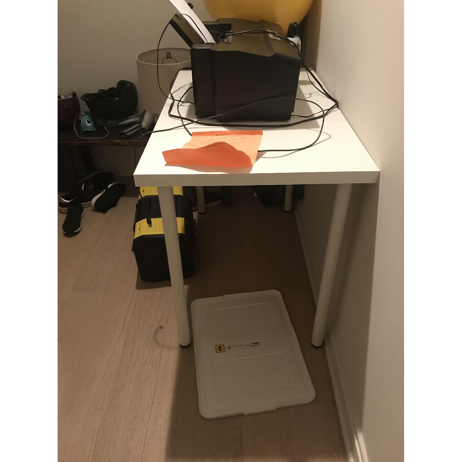 ikea White Table Top w/ White Metal Legs - image-3