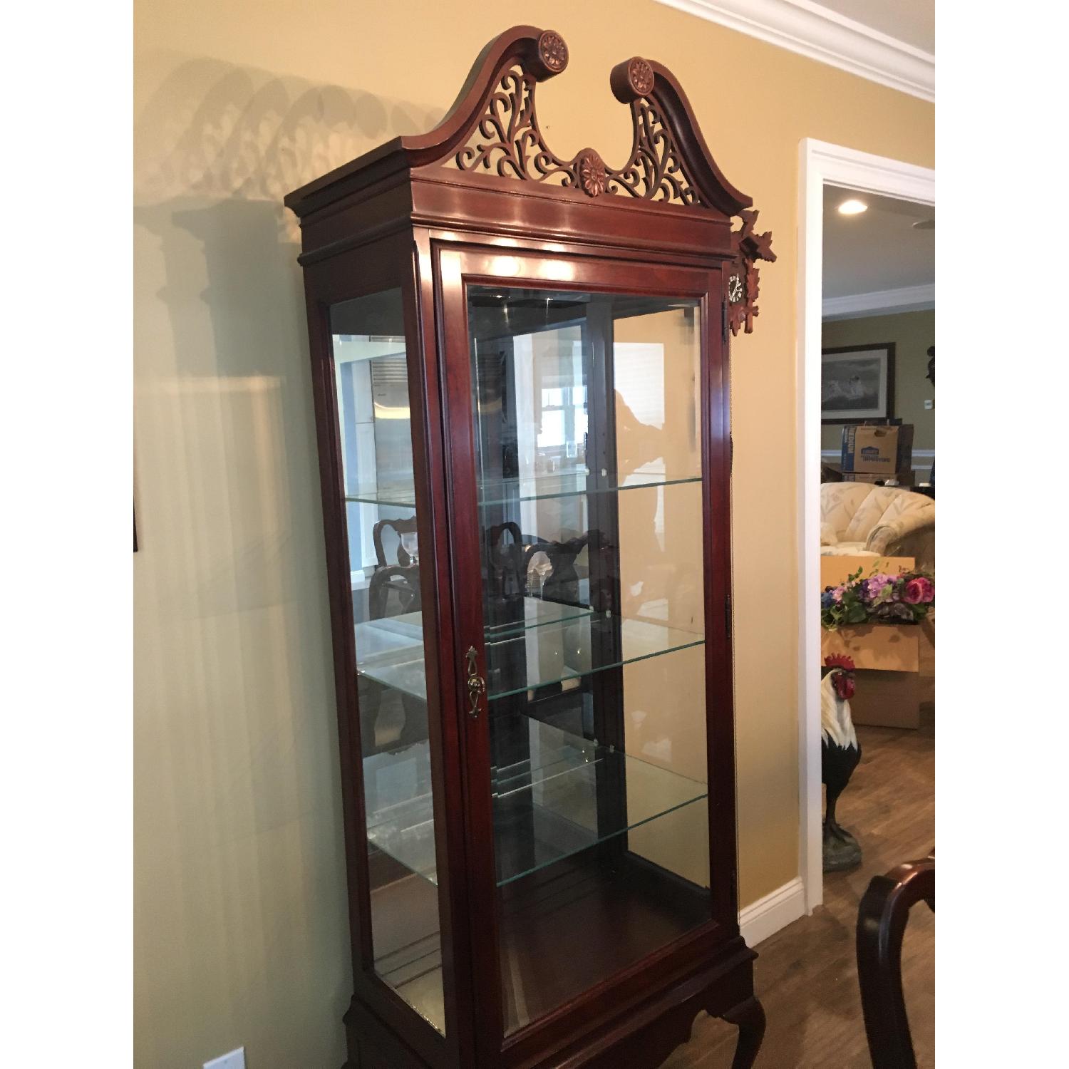 Vintage Queen Anne Style Lighted Display Cabinet - image-1