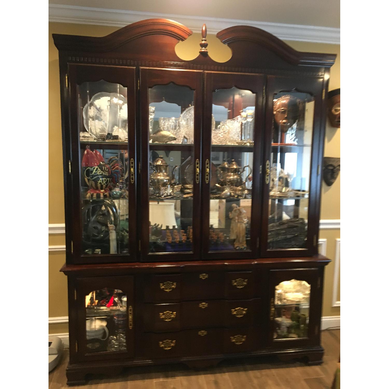 Vintage Queen Anne Style Lighted China Cabinet - image-1