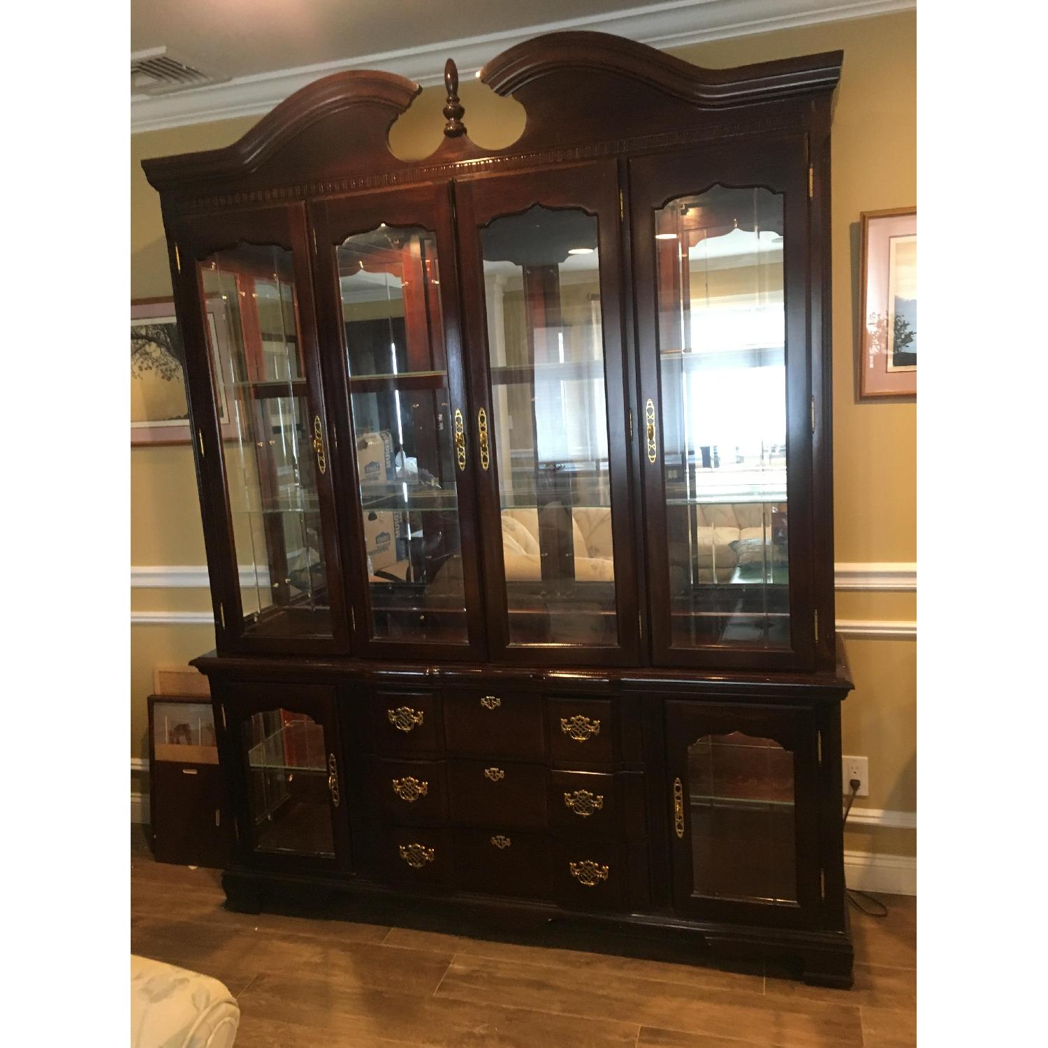 Vintage Queen Anne Style Lighted China Cabinet - image-2