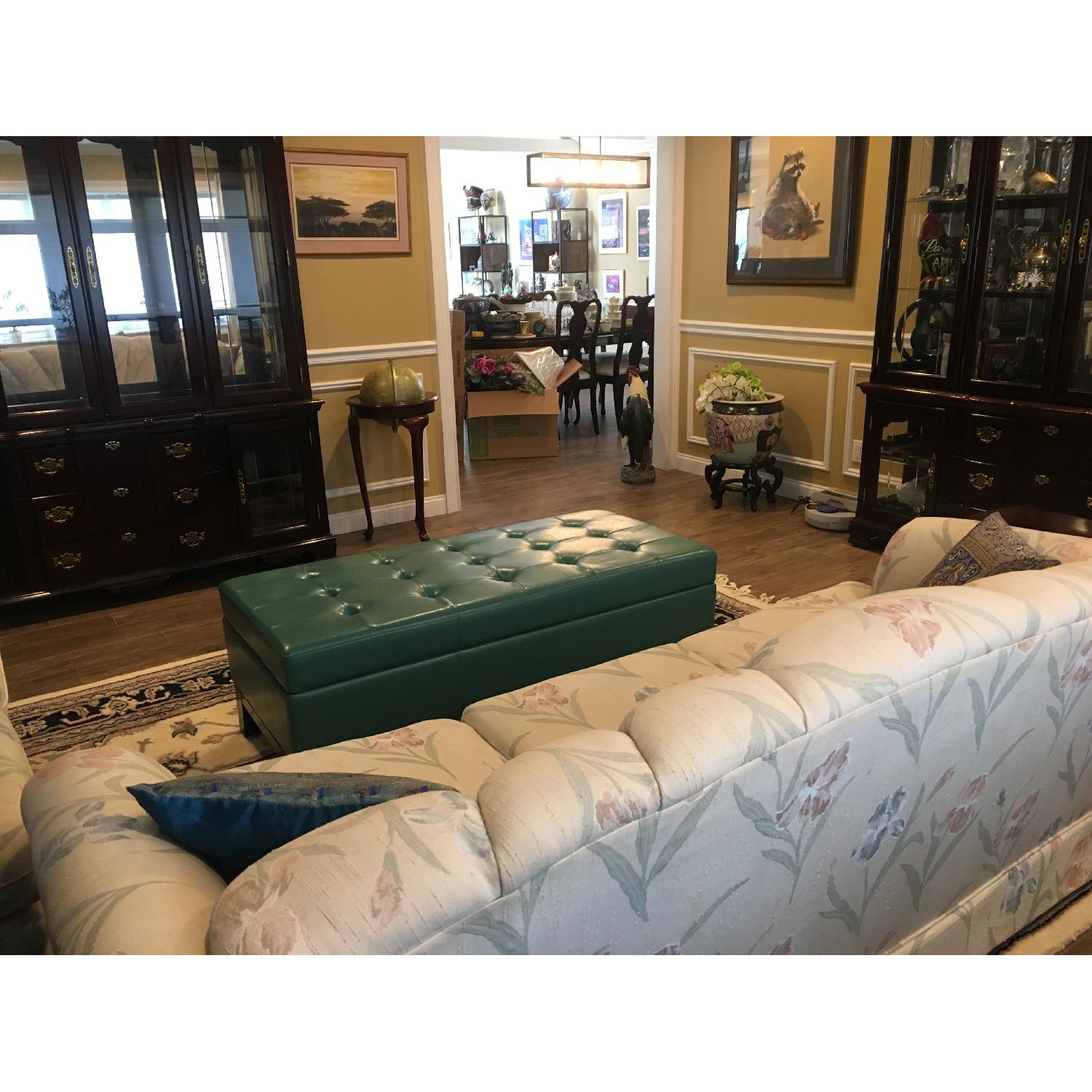 GrandinRoad Storage Ottoman in Teal Bonded Leather - image-4