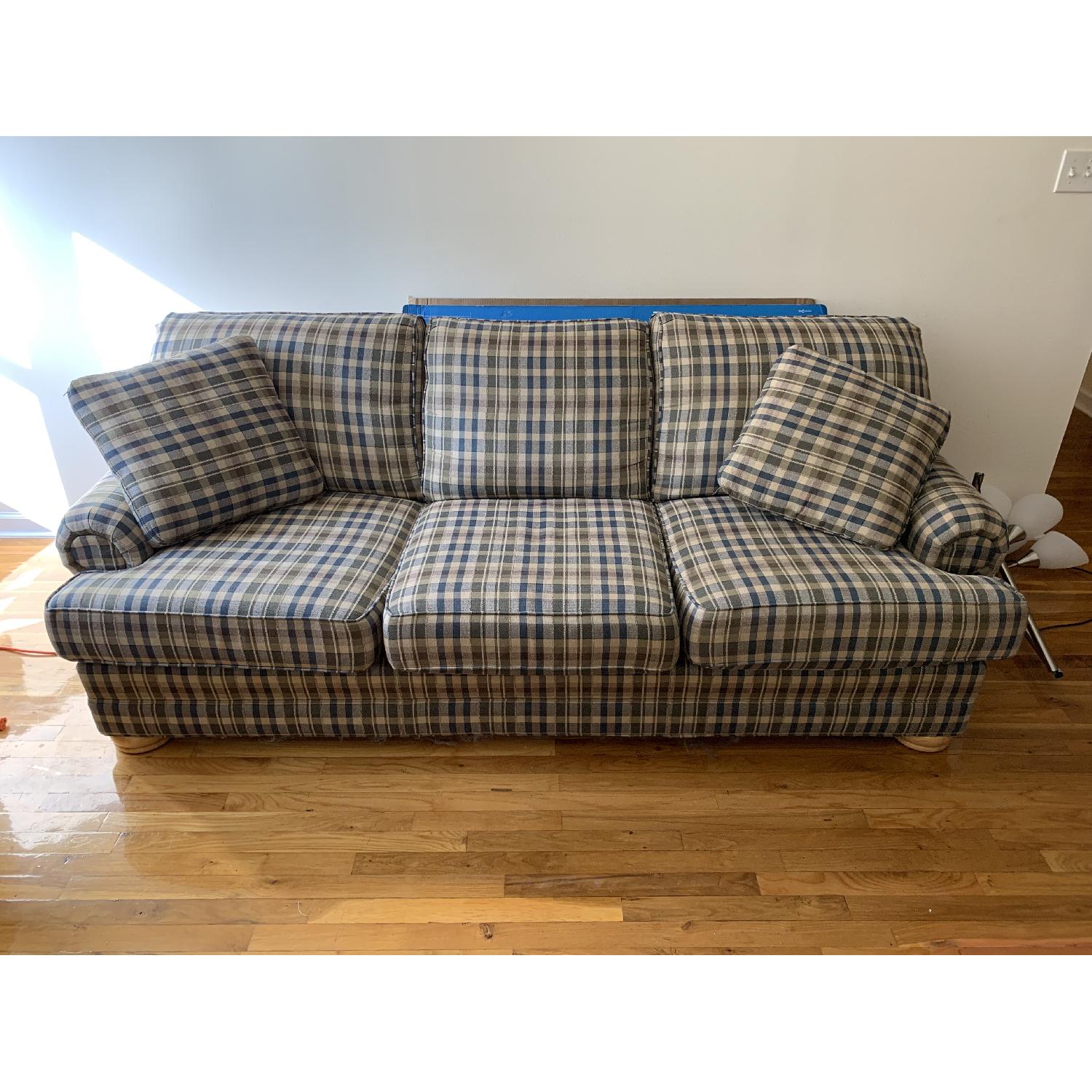 Plaid Upholstered 3 Seater Sofa AptDeco
