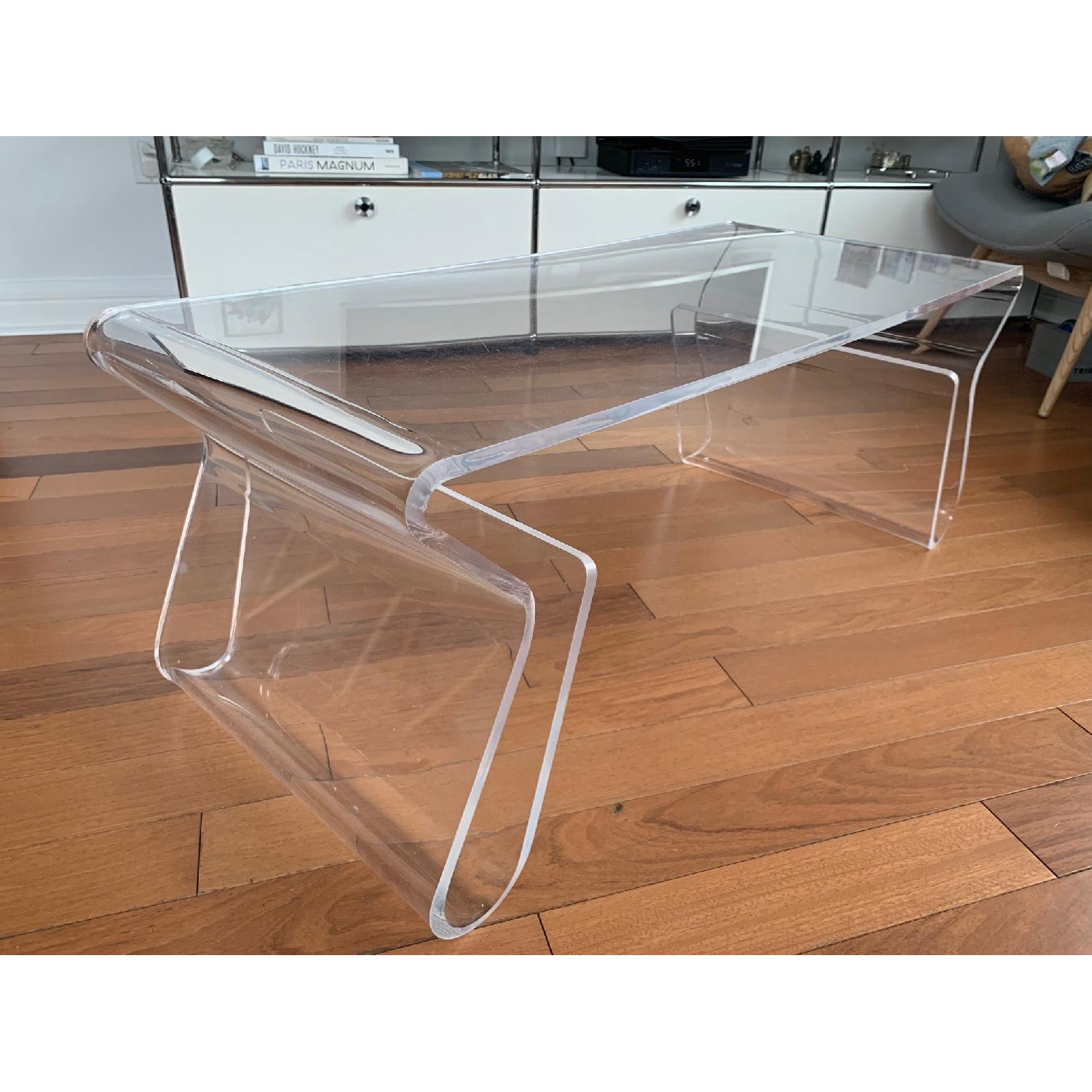Acrylic Coffee Table w/ Magazine Racks - image-1
