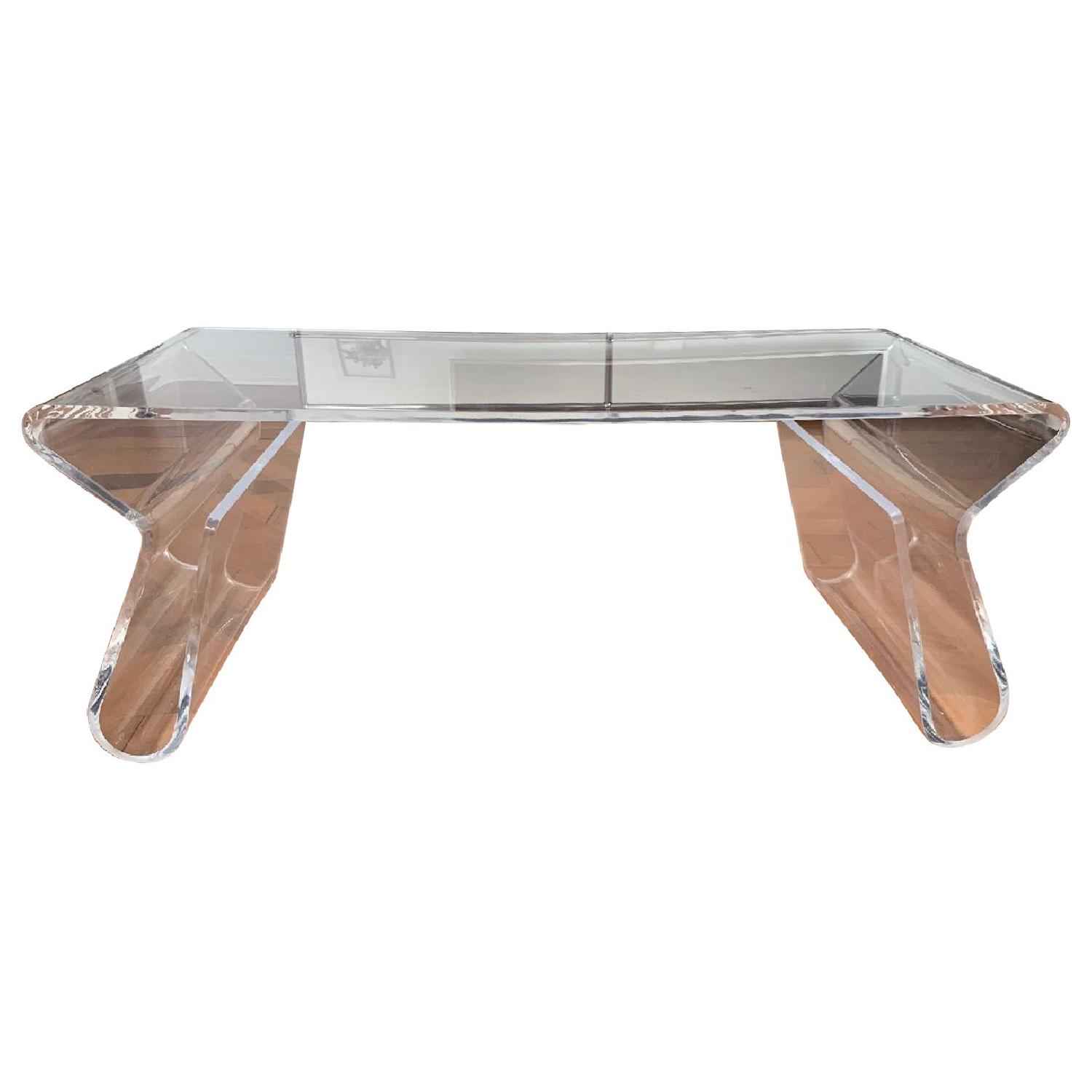 Acrylic Coffee Table w/ Magazine Racks - image-0
