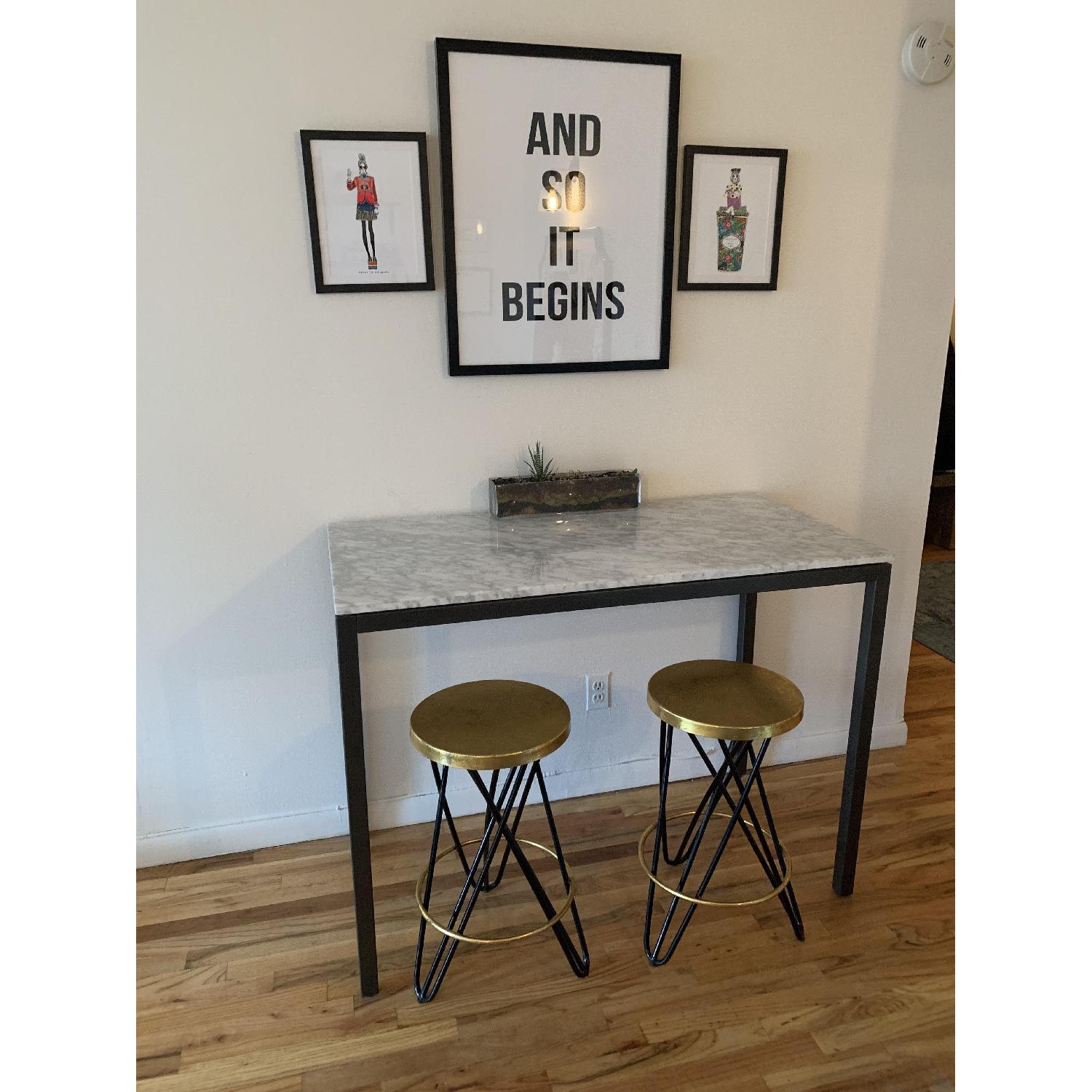 West Elm Marble Box Frame High Dining Table - image-1