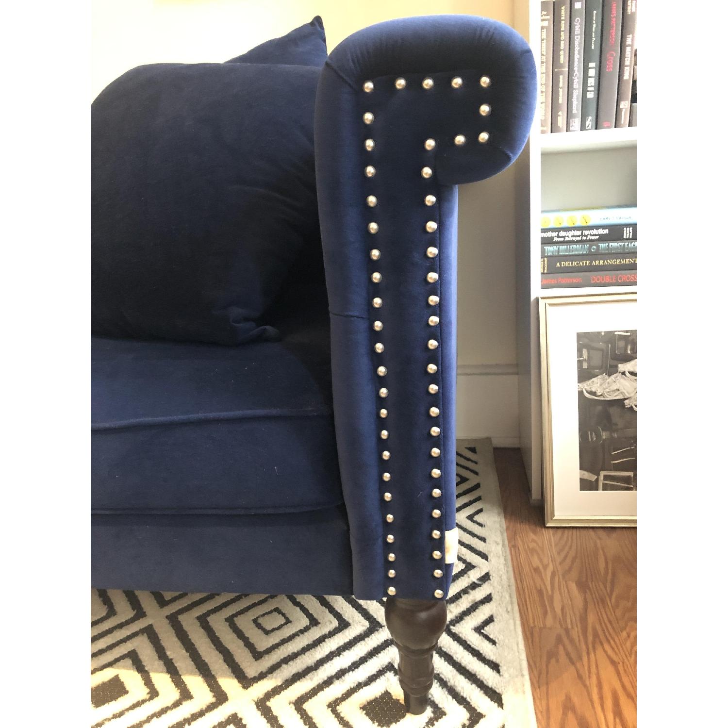 One Kings Lane Navy Velvet Sofa - image-2