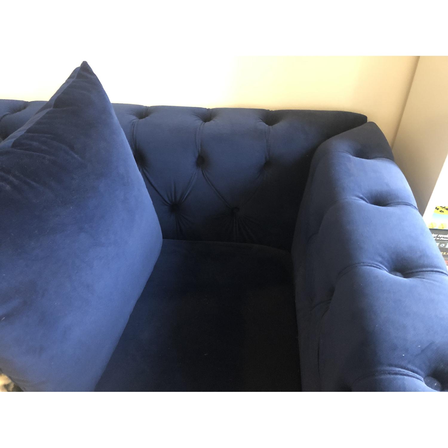 One Kings Lane Navy Velvet Sofa - image-3