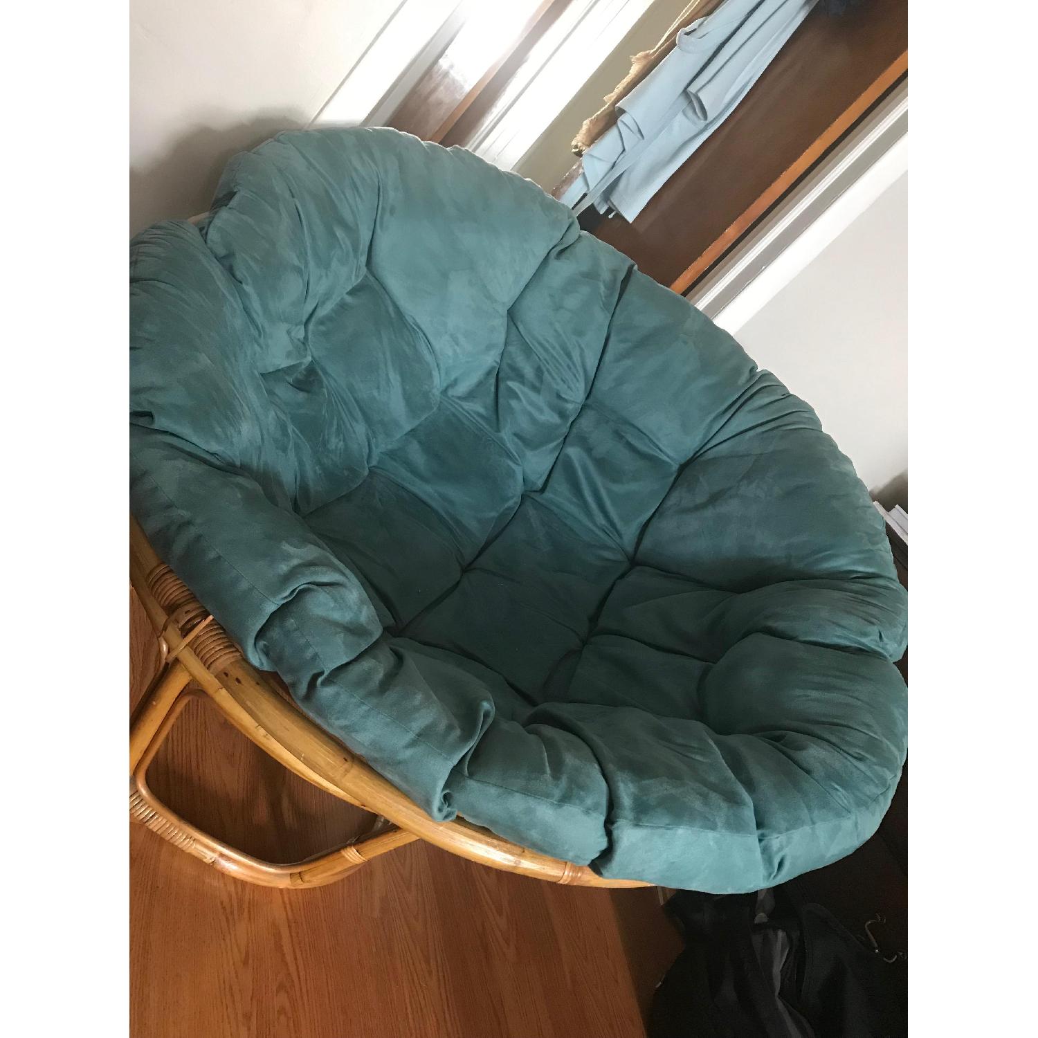 Pier 1 Papasan Chair w/ Teal Blue Cushion AptDeco