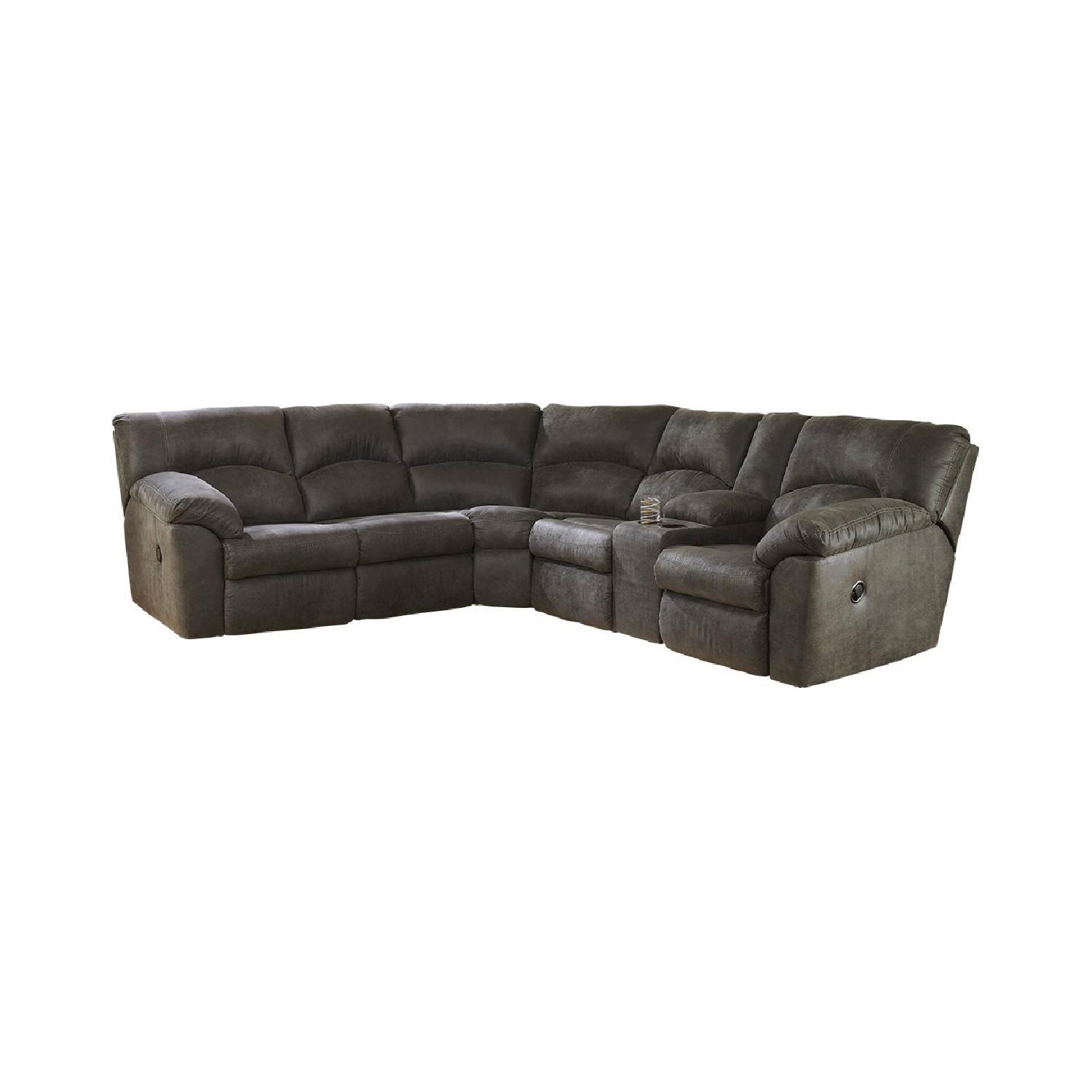 Ashley Tambo Pewter 2Piece Reclining Sectional Sofa AptDeco