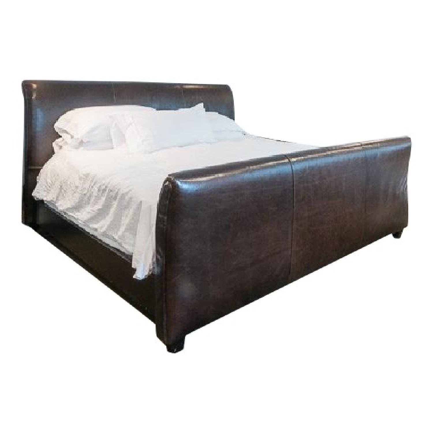 Mitchell Gold + Bob Williams King Leather Sleigh Bed - image-0