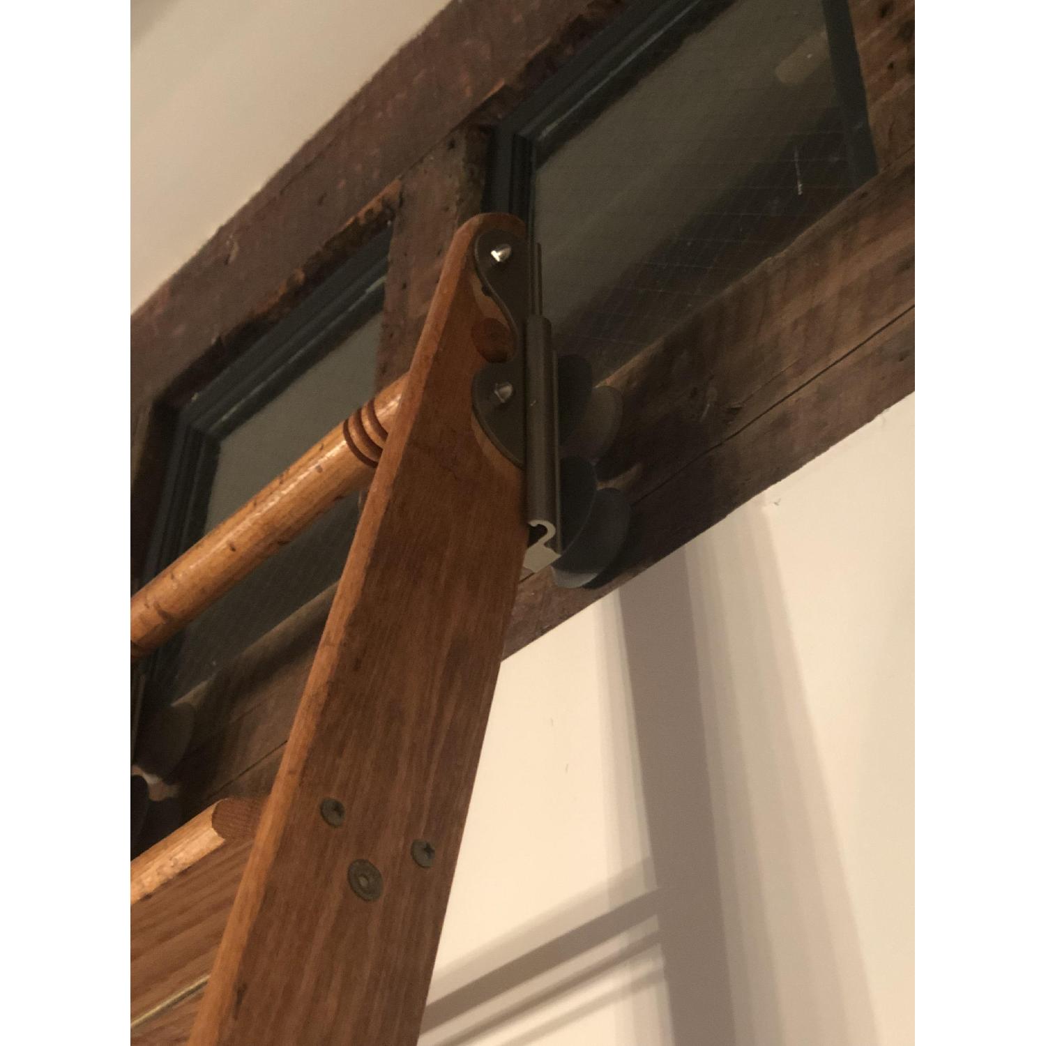 Vintage Wood Rolling Library Ladder - image-3