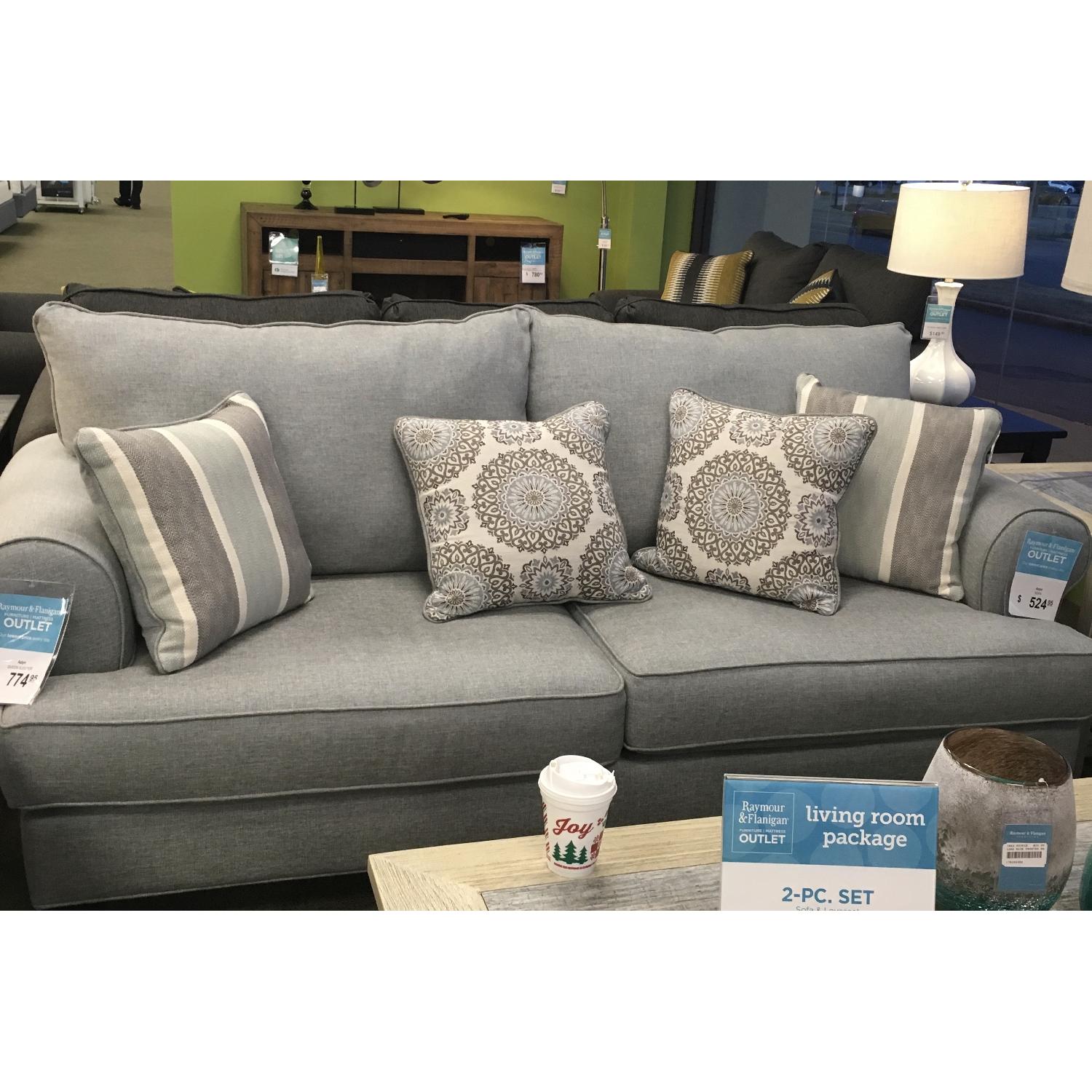 Raymour Flanigan Light Blue Sleeper Sofa Aptdeco