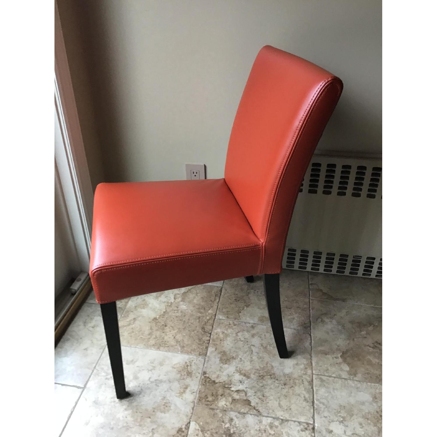 Crate & Barrel Lowe Persimmon Leather Dining Chair AptDeco