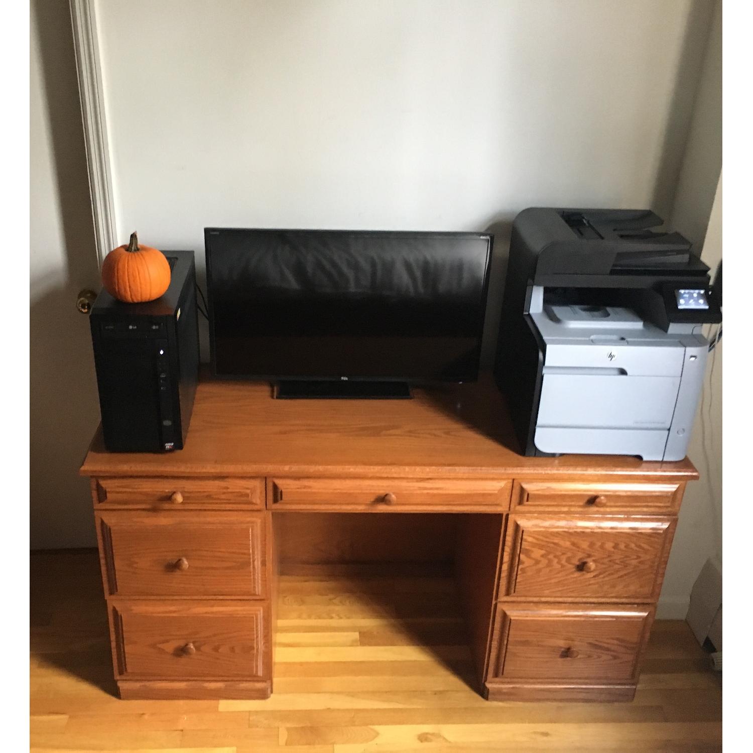 Gothic Cabinet Craft Riverdale Solid Wood Desk w/ 7 Drawers - image-1