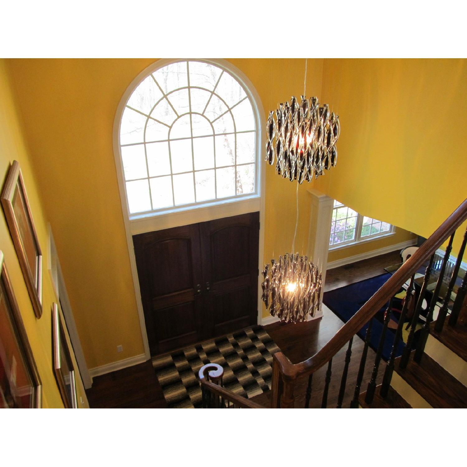 Italian Hand Made Glass Suspension Light Fixture in Black - image-4