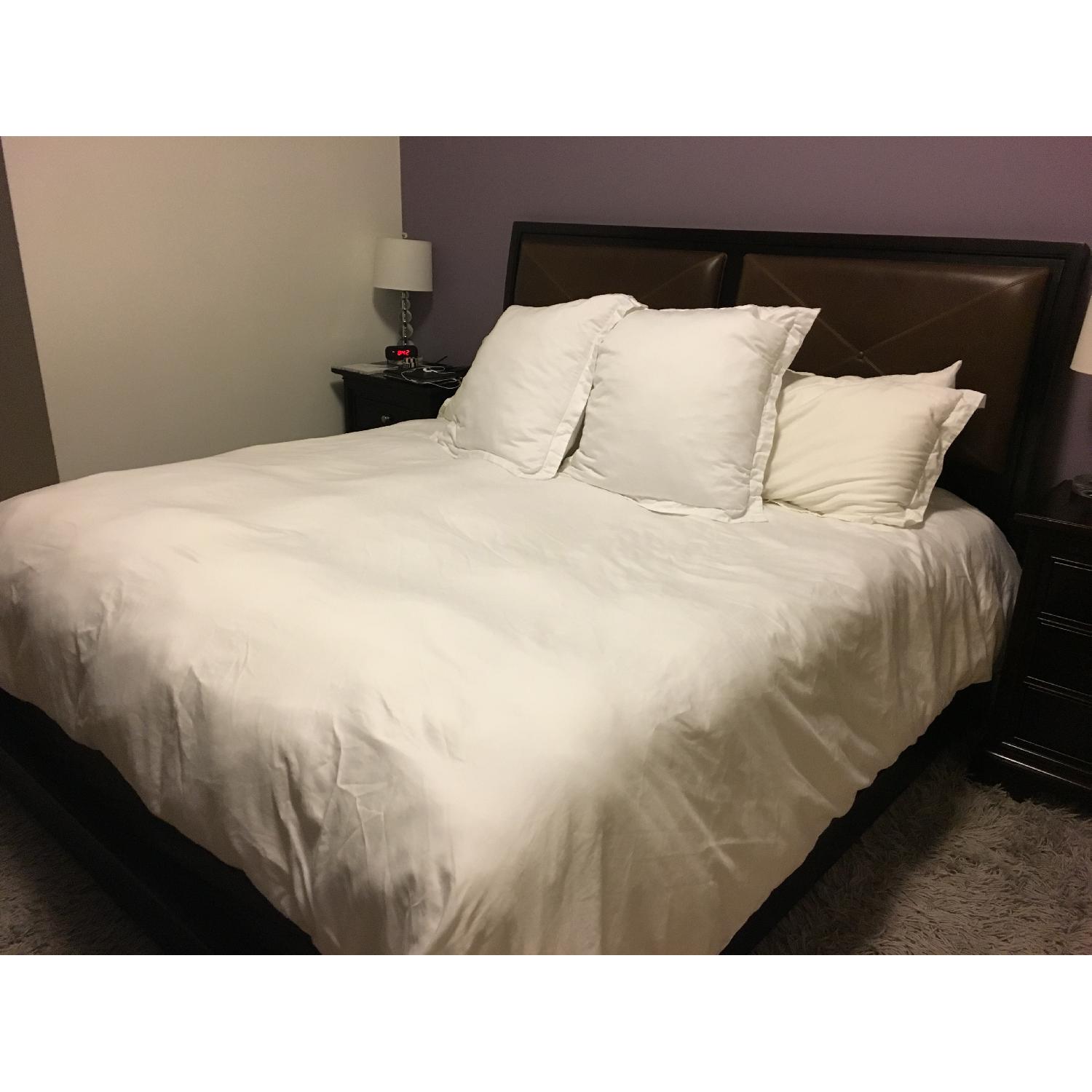 Stanley Furniture King Bed Frame w/ Leather Headboard - image-1