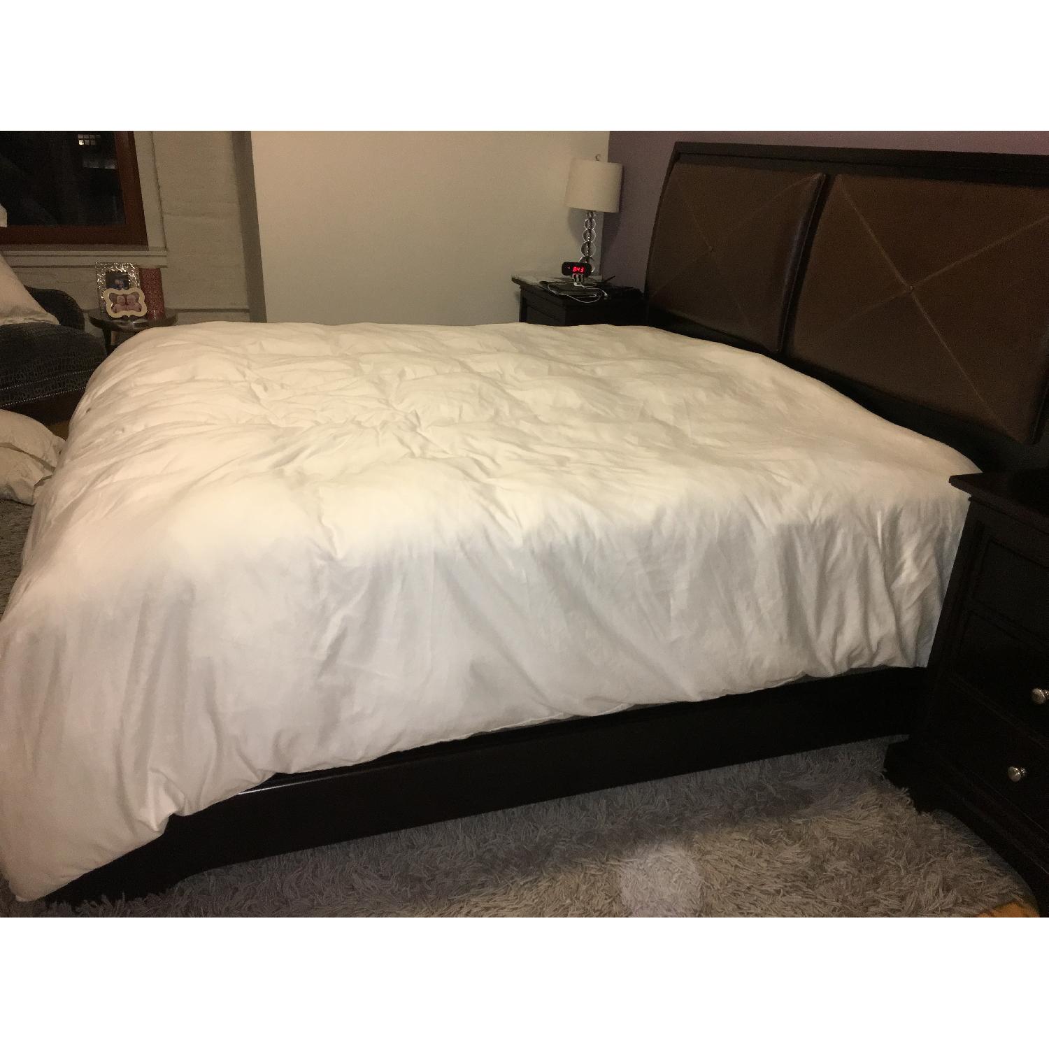 Stanley Furniture King Bed Frame w/ Leather Headboard - image-2