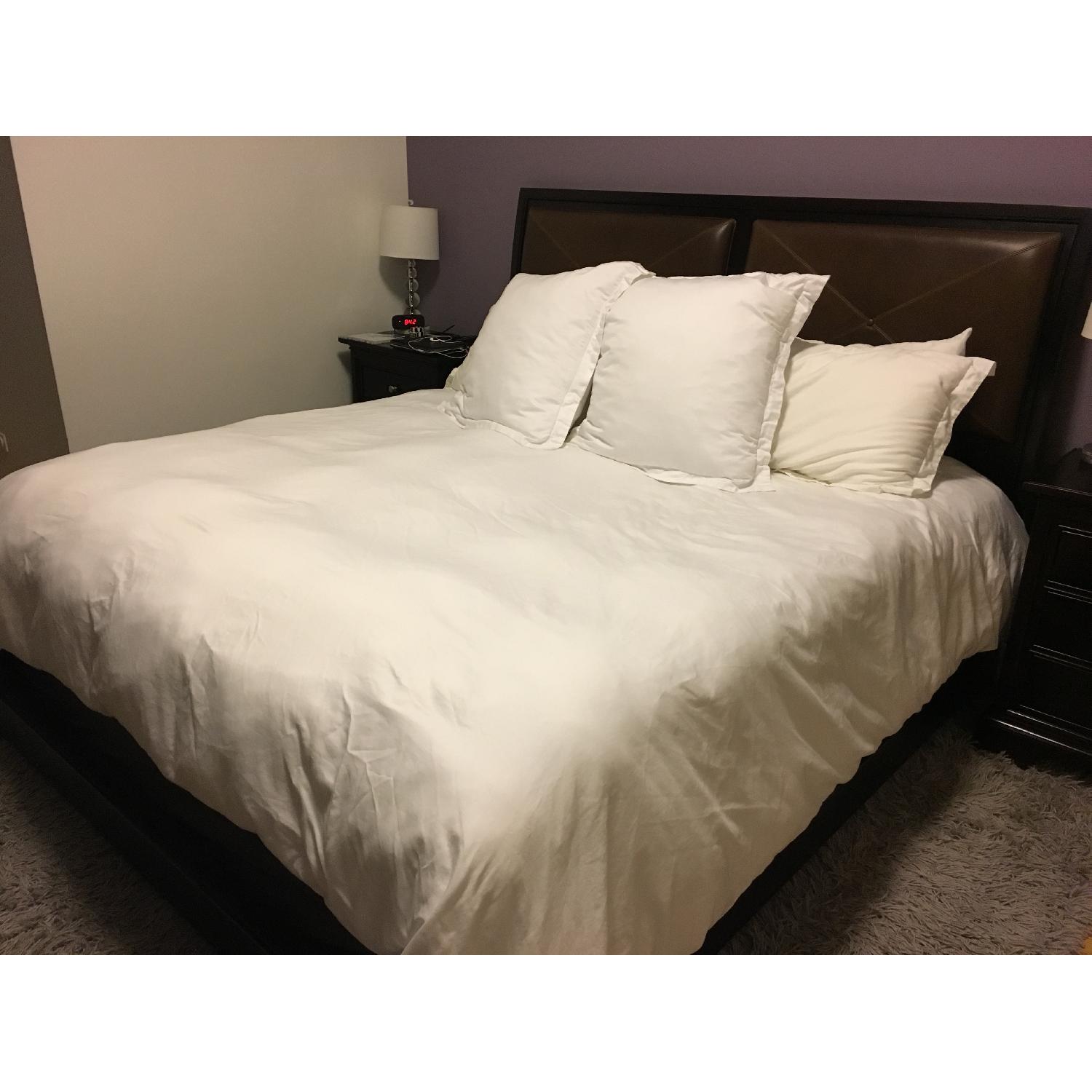 Stanley Furniture King Bed Frame w/ Leather Headboard - image-5