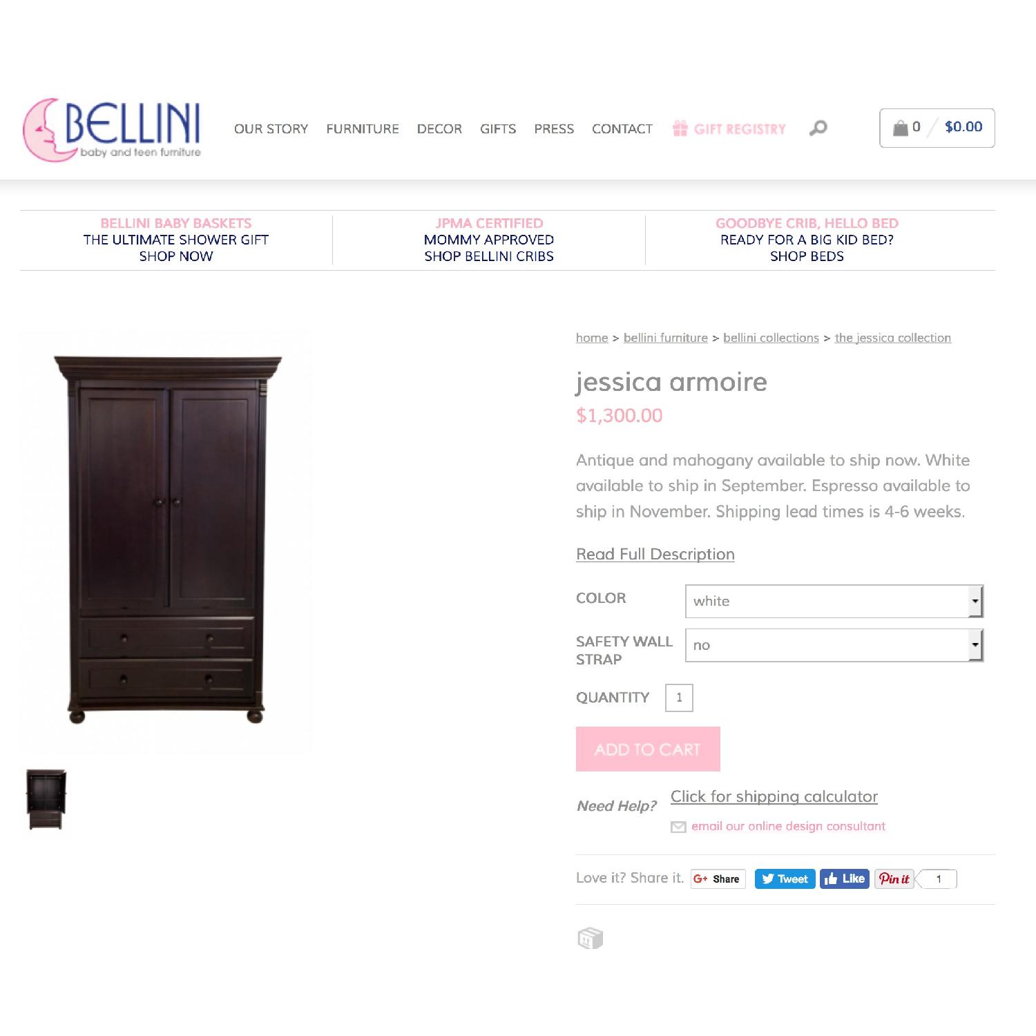 Bellini Jessica Collection Armoire in Antique White - image-4
